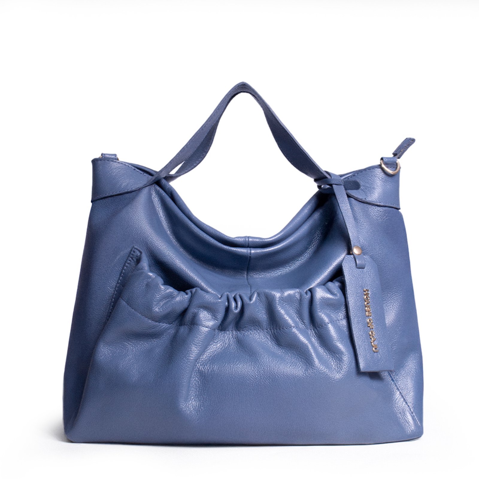 Bolsa Feminina Em Couro Alça De Mão Denim “Lara Artusi Aveiro”””