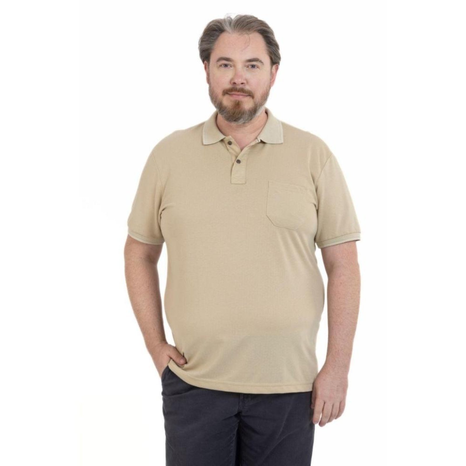 Camisa Polo Masculina Plus Size Pique Algodão com Bolso