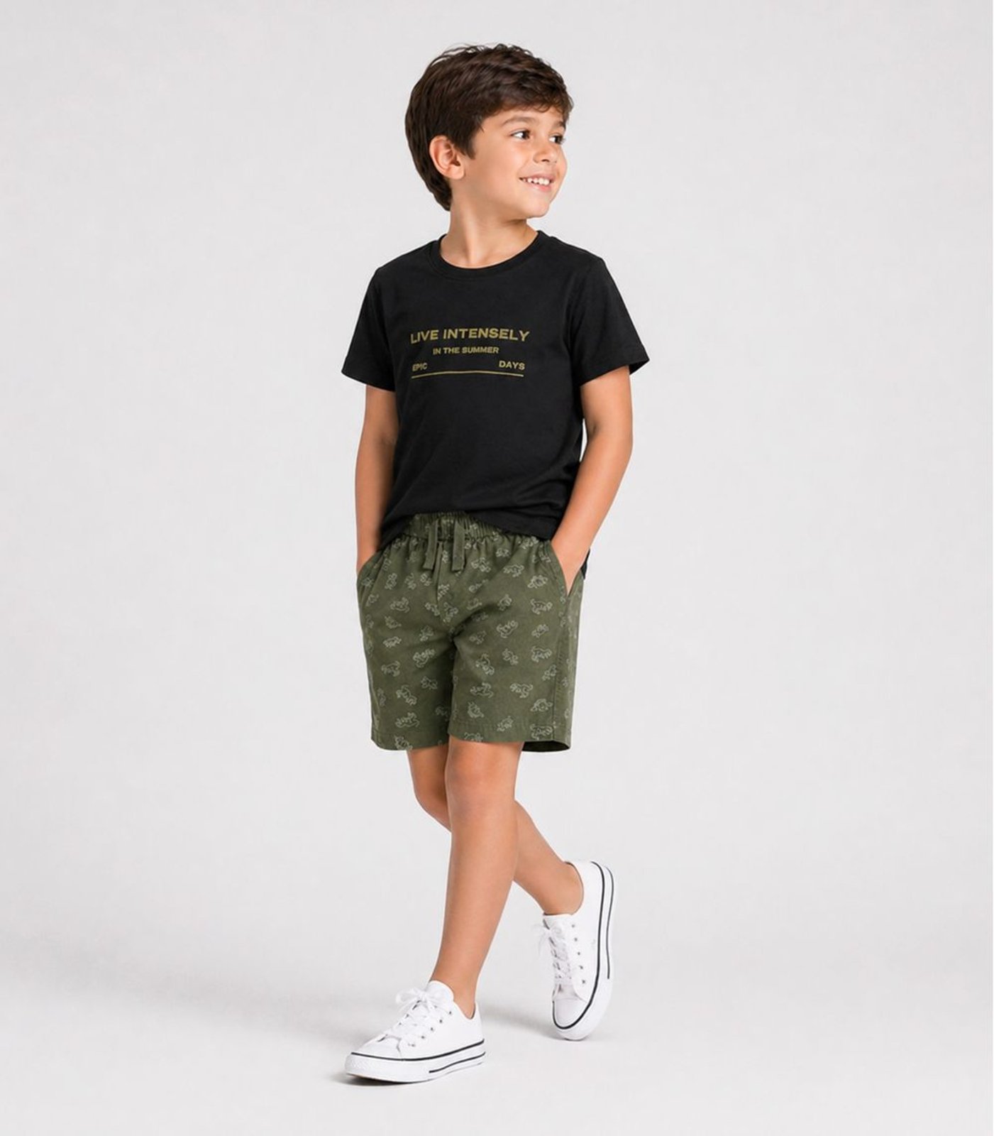 Infantil - Conjunto Menino Curto Meia Malha Select Preto