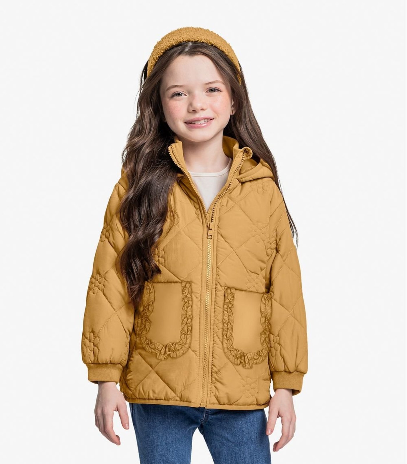 Infantil – Jaqueta Puffer com Capuz Trick Nick Amarelo