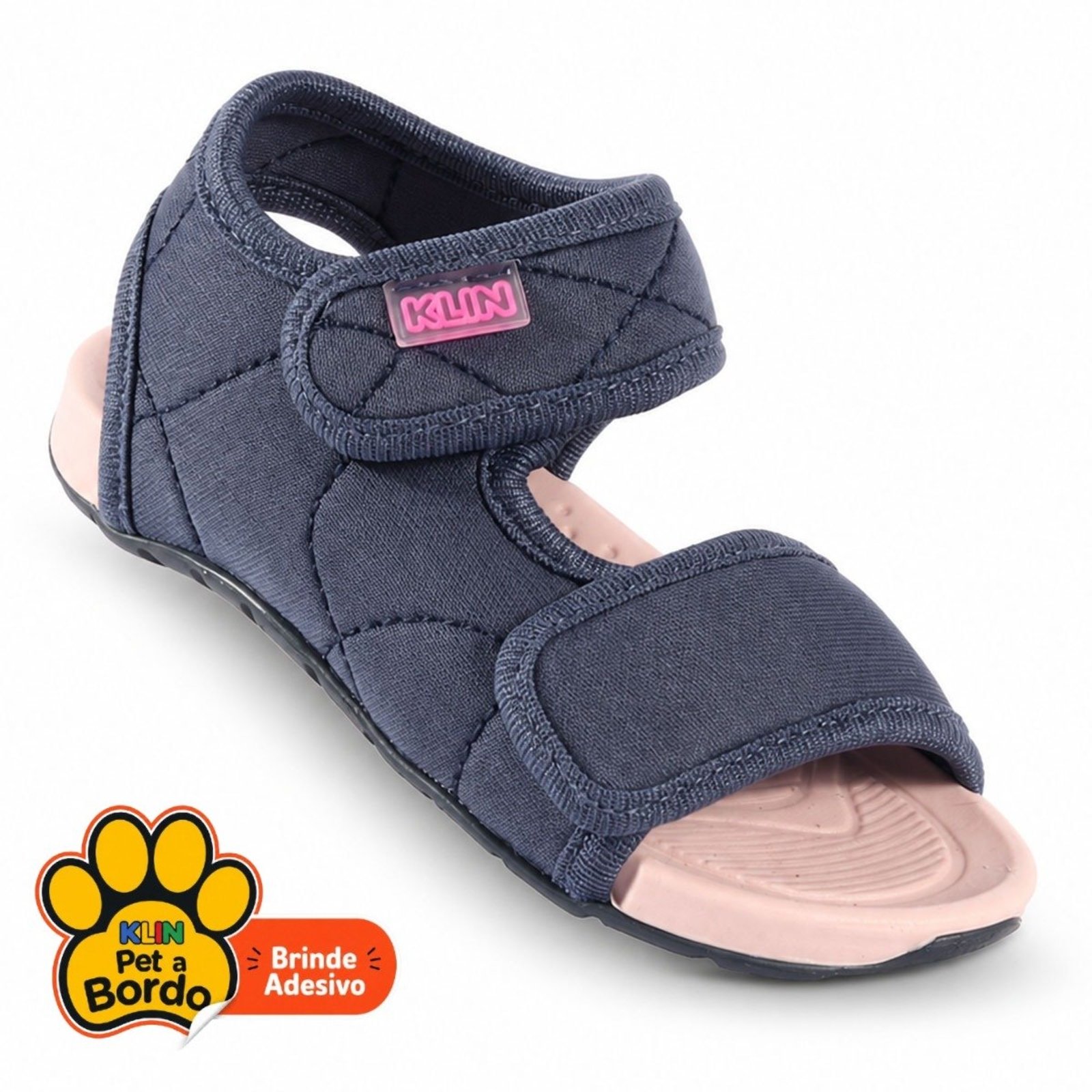 Infantil - Sandália Papete Menina Klin Like Anatômica Azul Jeans e Rosa
