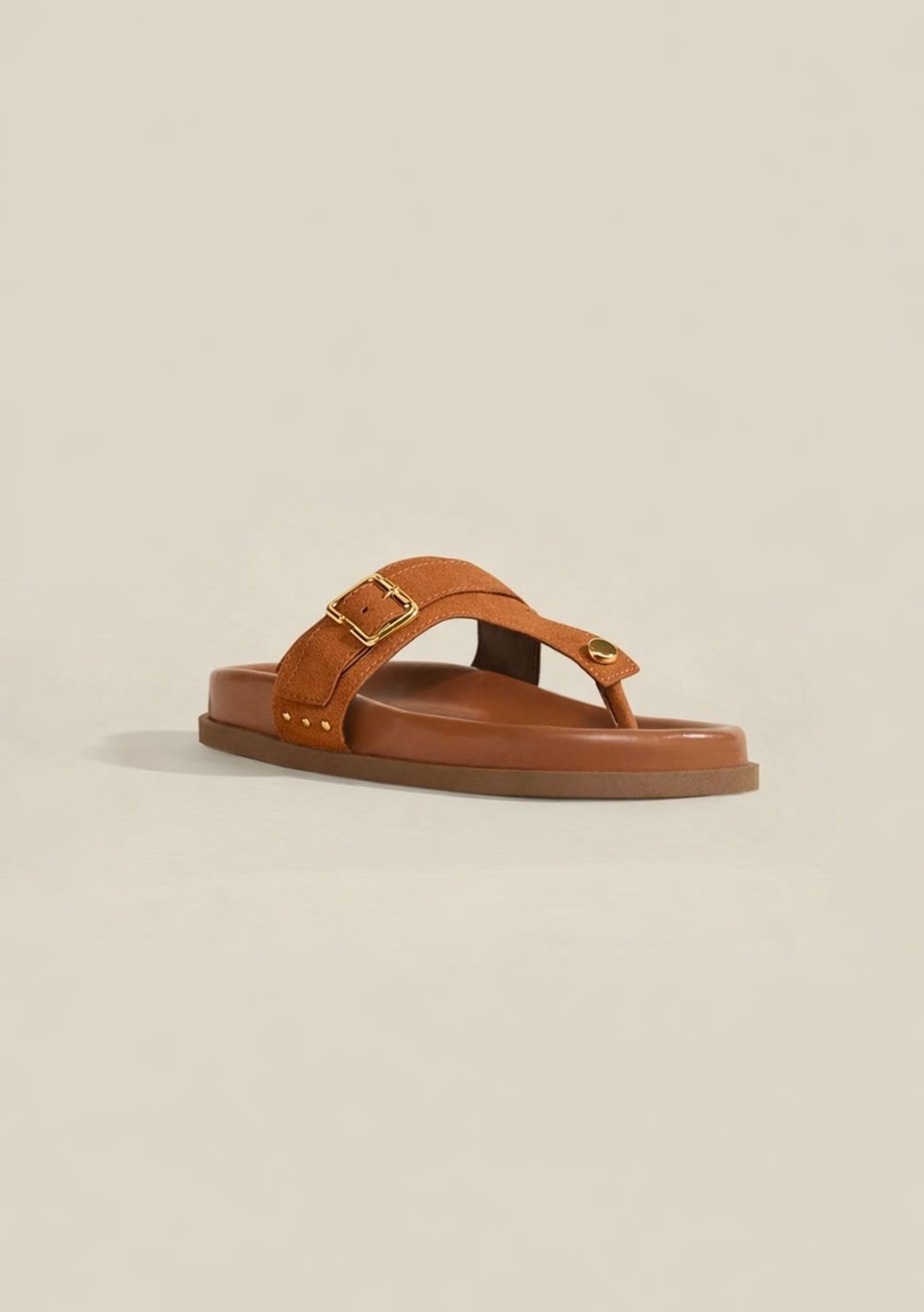 Sandalia Papete Com Fivela - Caramelo