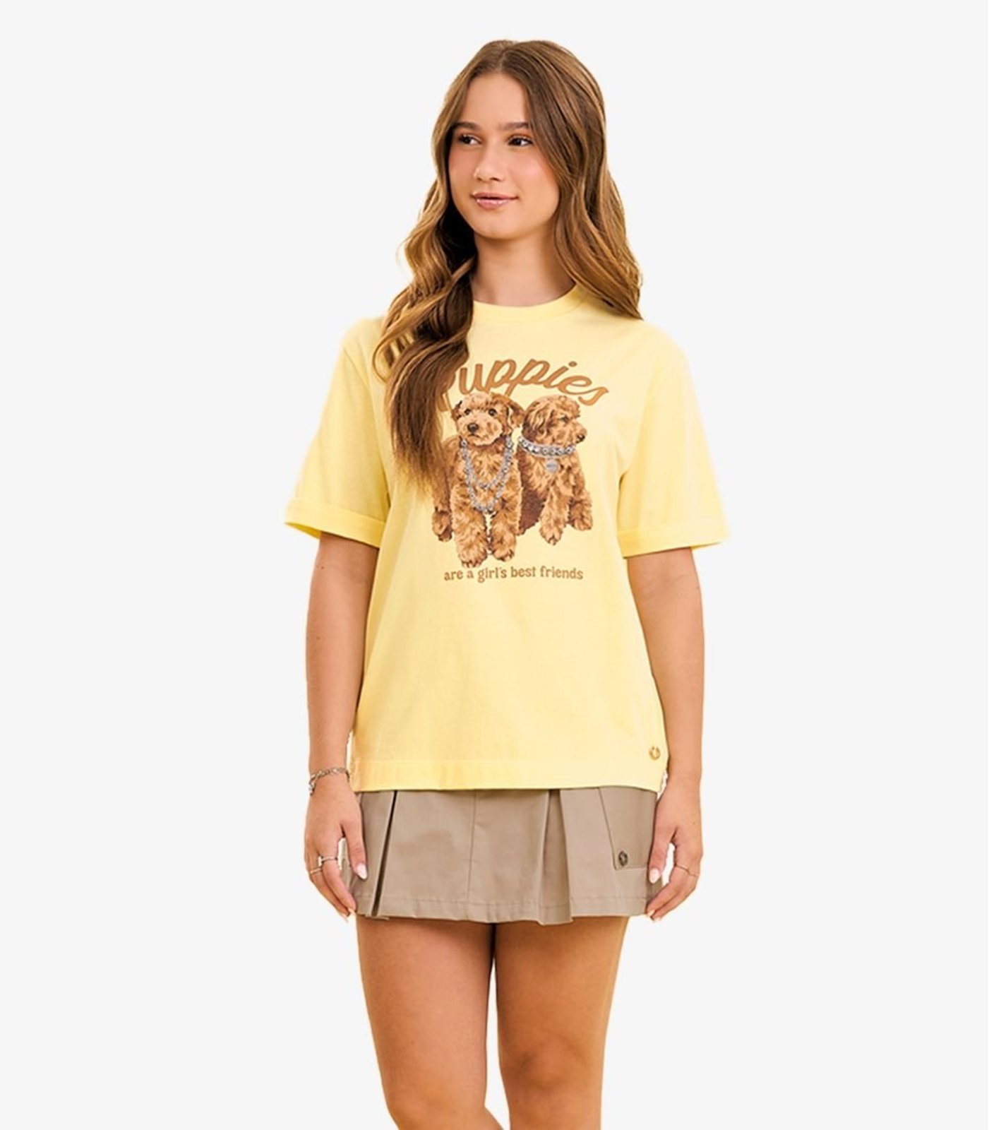 Infantil - Saia Feminina Cargo e Botão Decorativo Minty Marrom