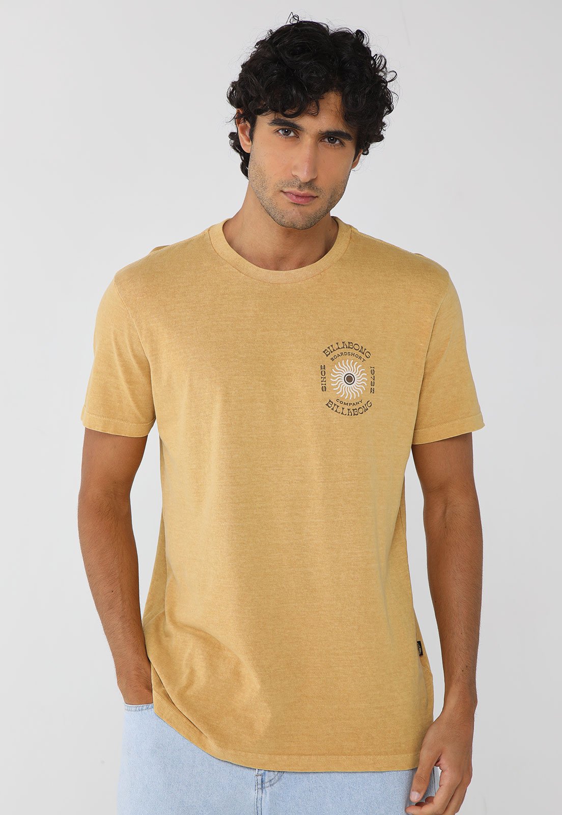 Camiseta Masculina Billabong Single Fin Amarela