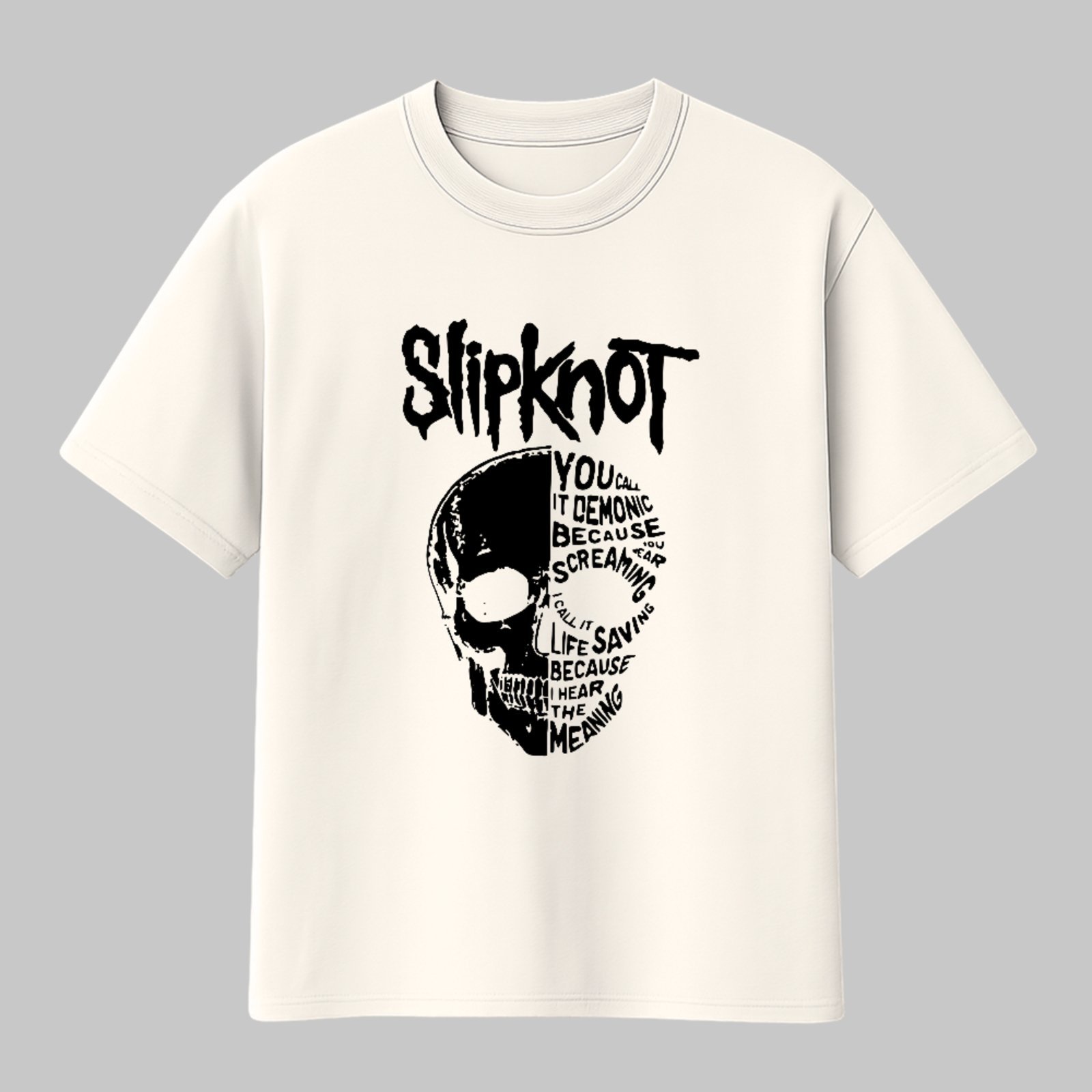 Camiseta Básica Slipknot Heavy Metal Skull Style Unissex Off White