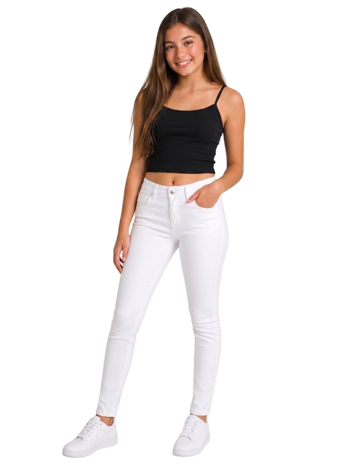 Infantil - Calça Sarja Crawling Skinny Juvenil Feminina Branca