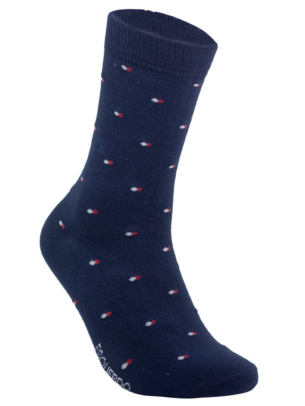 Meia Masculina Reserva RSV Social Cano Alto Algodão Confortável Azul Marinho Bolinhas Brancas