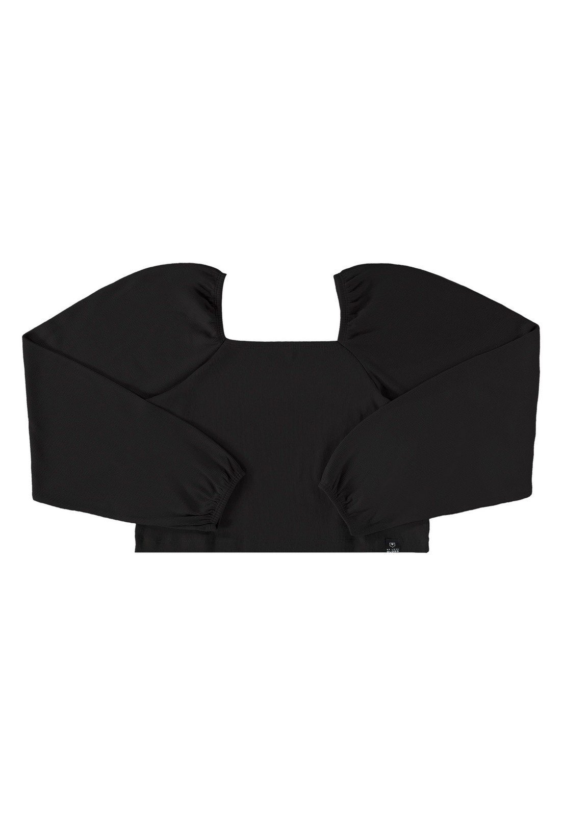 Infantil - Blusa Cropped Básica em Ribaninha Juvenil Gloss Preto