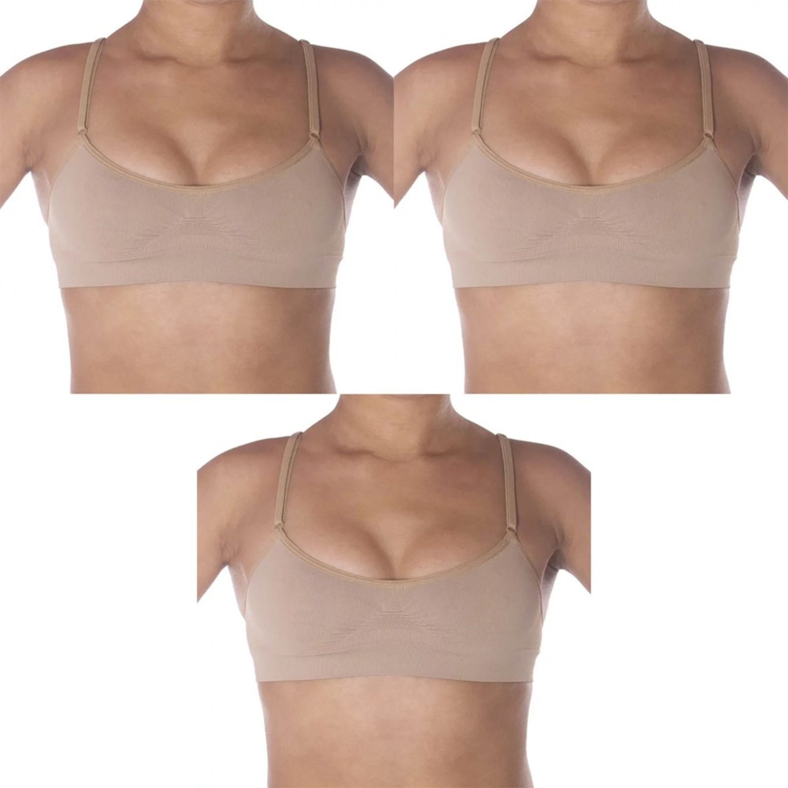 Kit 3 Tops Selene Regulável Sem Costura Feminino – Nude