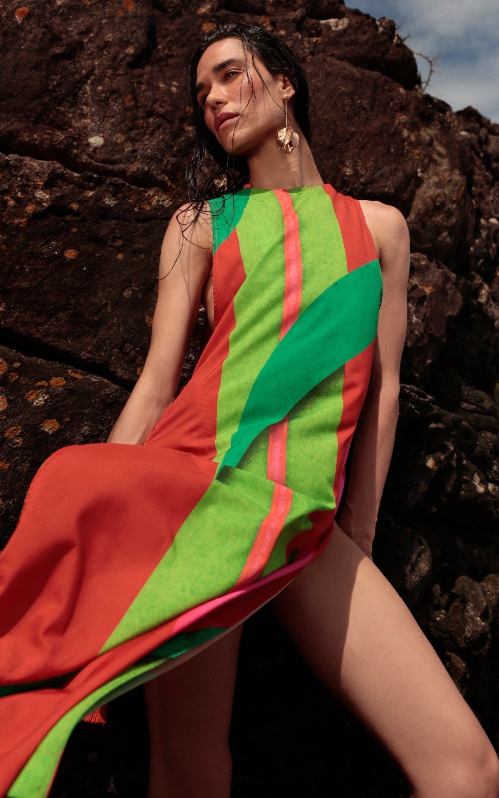 Vestido Detalhe Lateral Crepe Coral Imperial SP1459BQ