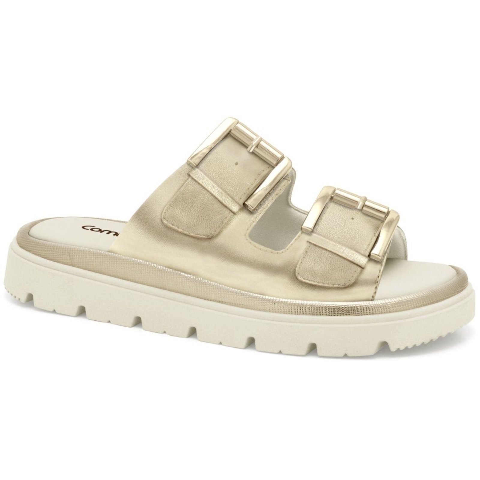Vista 2 Sandália Feminina Flat Ouro Comfortflex 244 dourado Comfortflex dourado