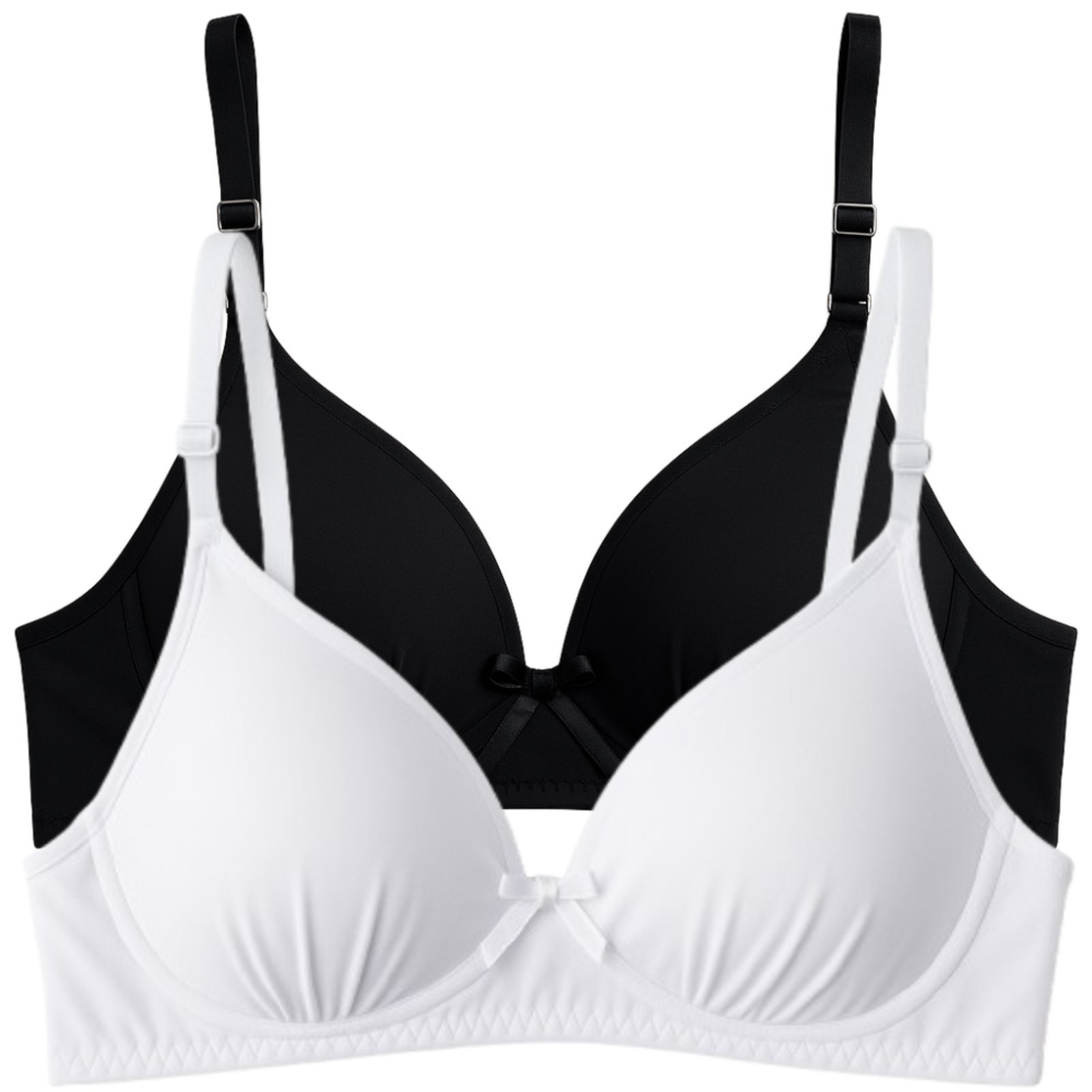 Kit 2 Sutiã Com Soft Bojo Reflexo Íntimo Básico Alça Ajustável Uso Dia a Dia Preto e Branco