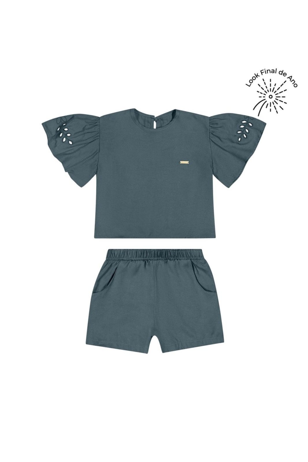 Infantil - Conjunto Menina Manga Ampla Colorittá Azul
