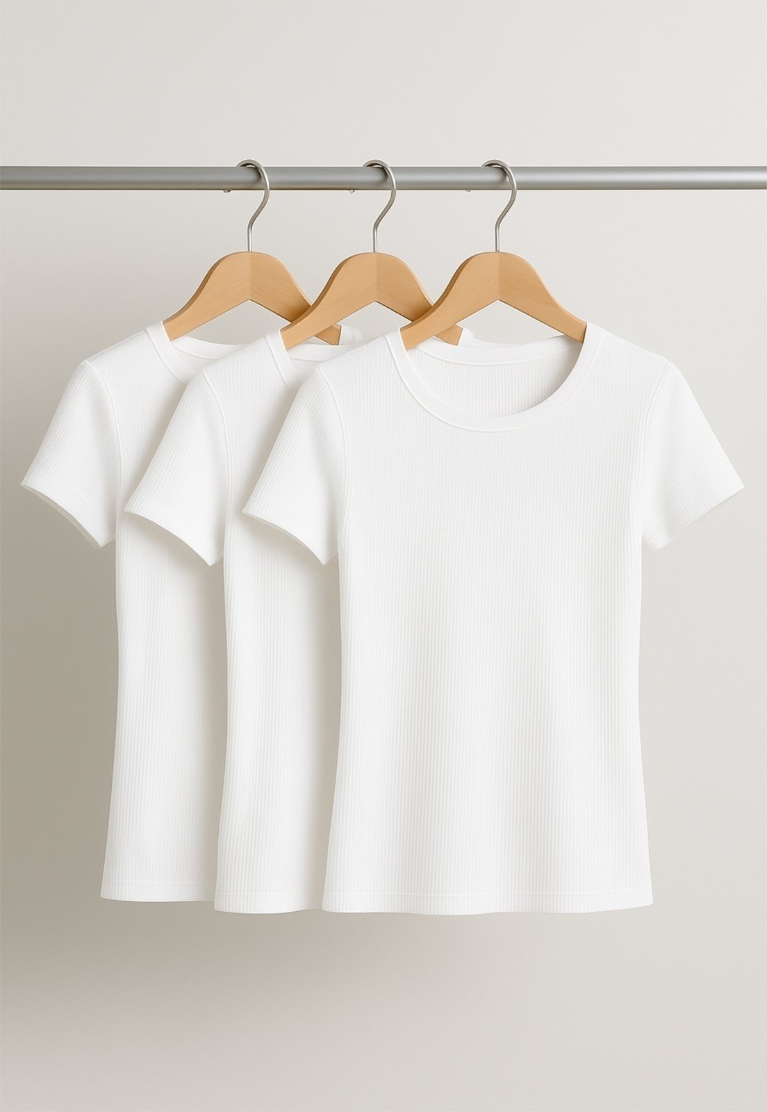 Kit 3 Blusas Básicas Manga Curta Canelada Salvatore branco