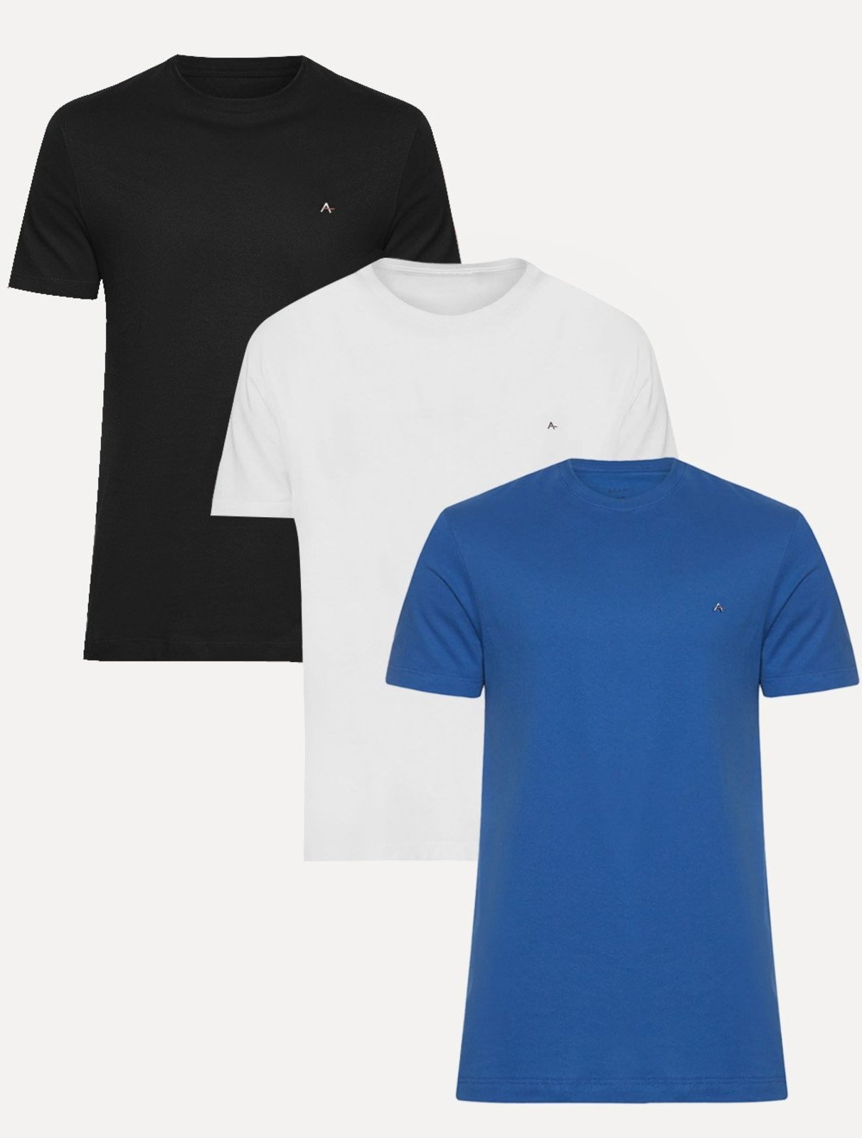 Kit Camisetas Aramis | Masculina Basic Lisa Preta/Branca/Azul Royal