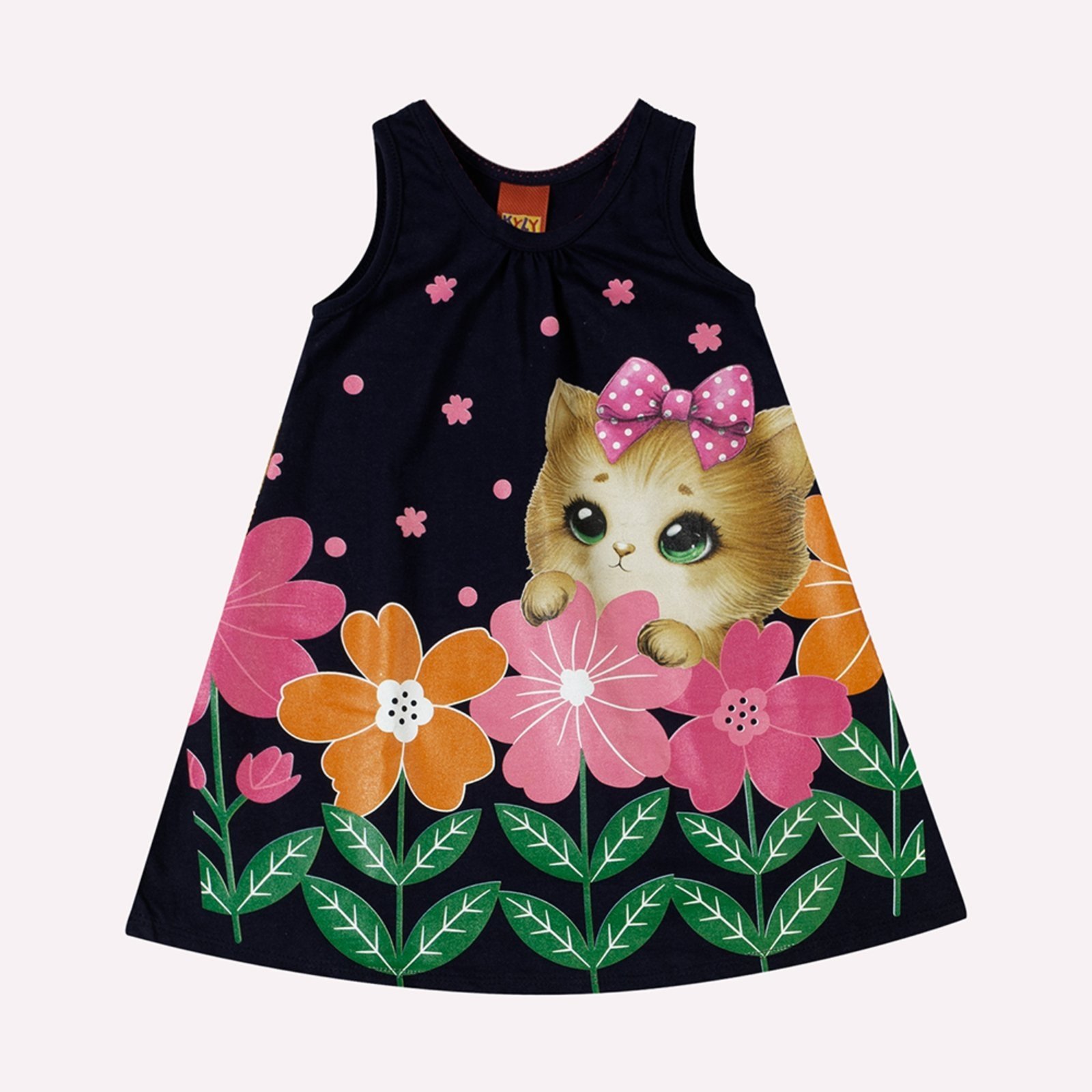 Vista 3 Infantil - Vestido Menina Gatinho Kyly azul marinho Kyly azul marinho