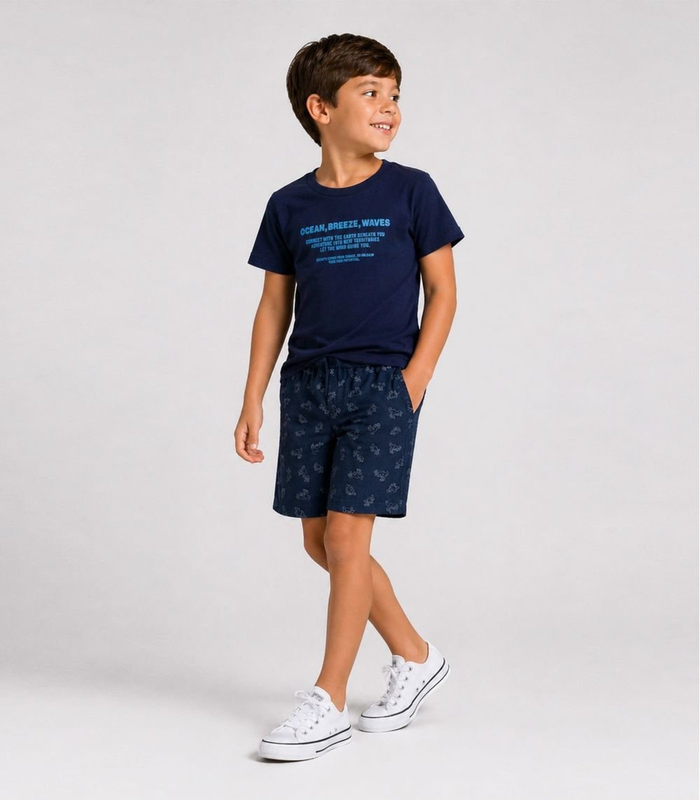Infantil - Conjunto Menino Curto Meia Malha Select Azul