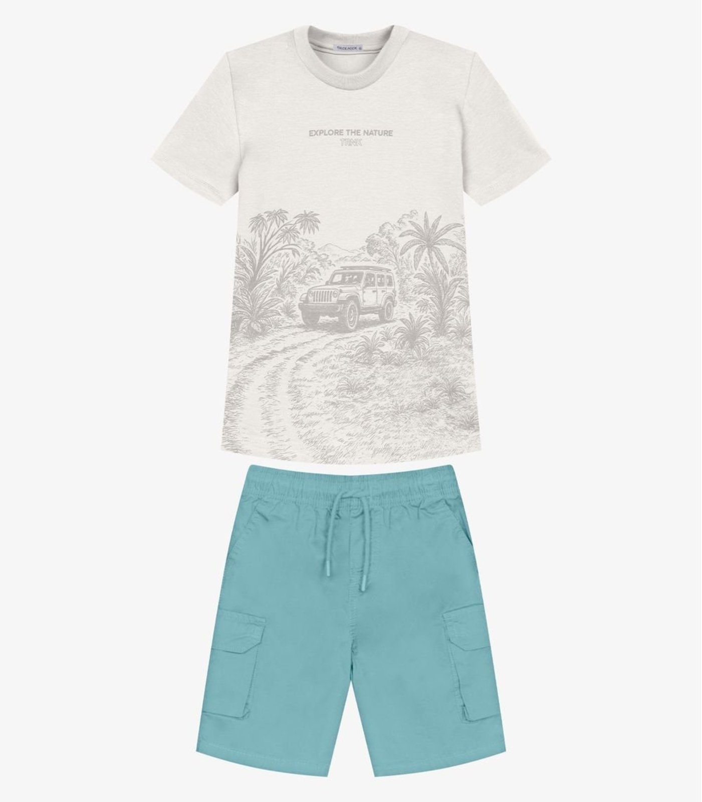 Infantil - Conjunto Camiseta Com Bermuda Trick Nick Bege