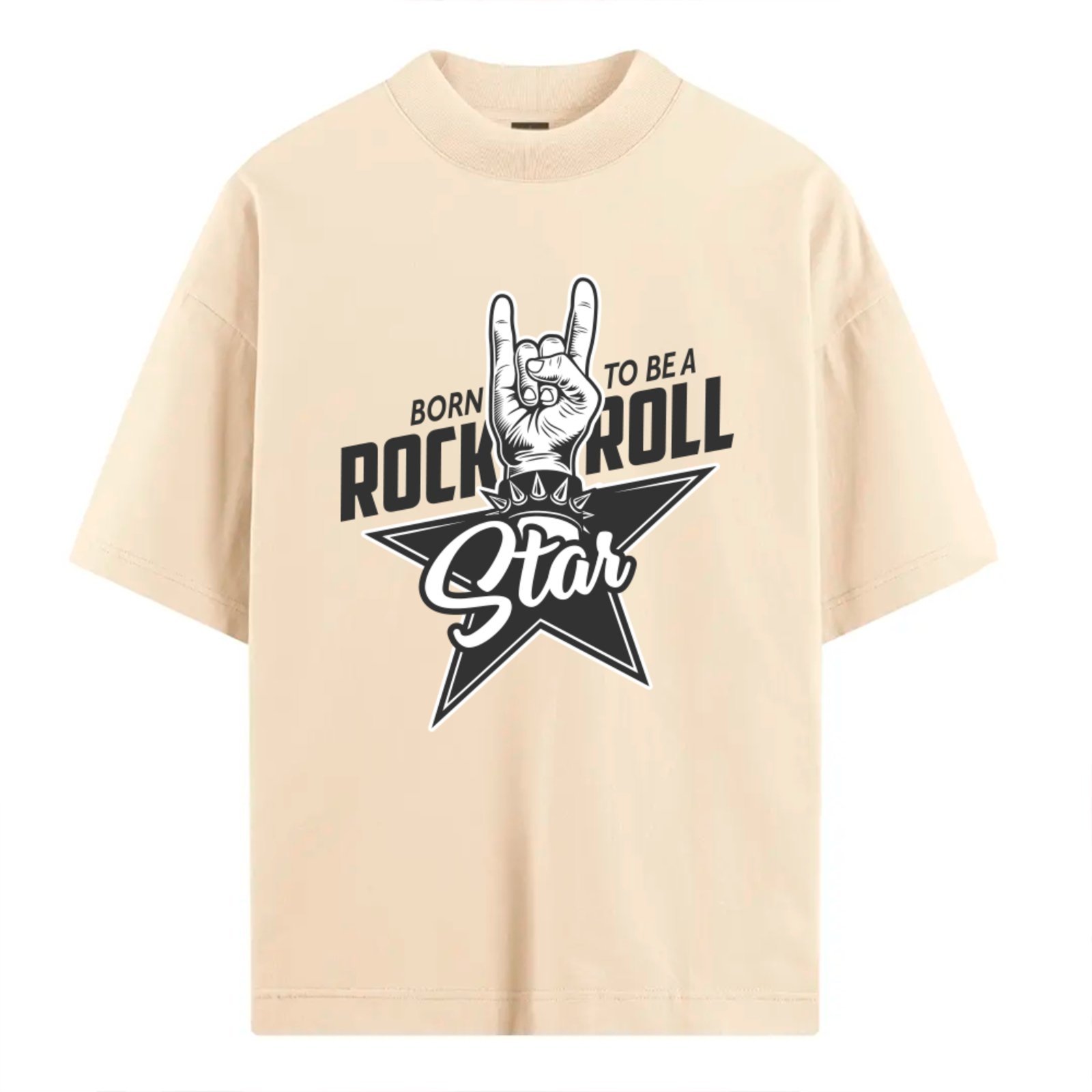 Camiseta Ousy Unissex Streetwear Born To Be A Rock Roll Star Oversized Off White