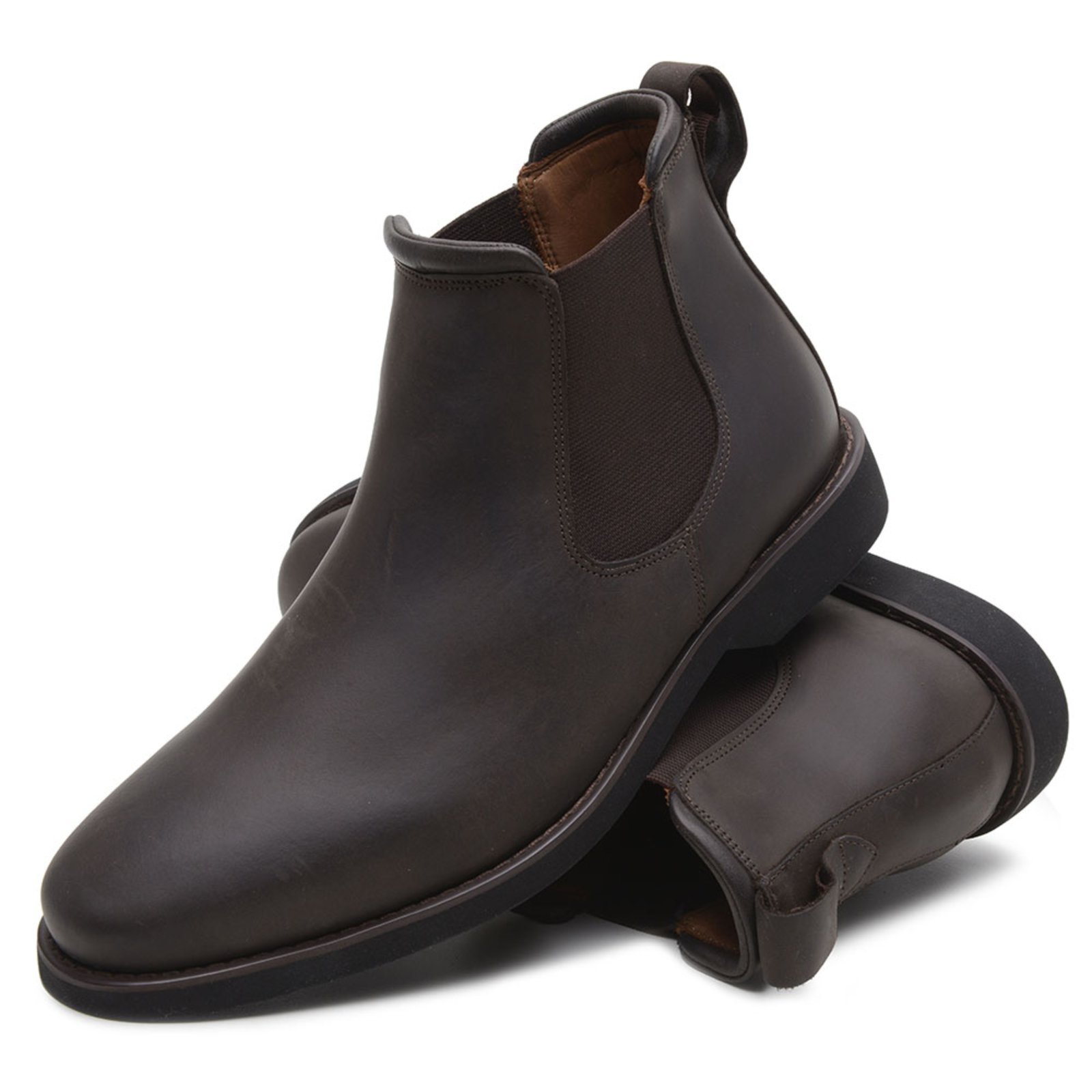 Bota Masculina Social Veritimo Chelsea Em Couro Anatômica Confortável Estilo Urbano Café