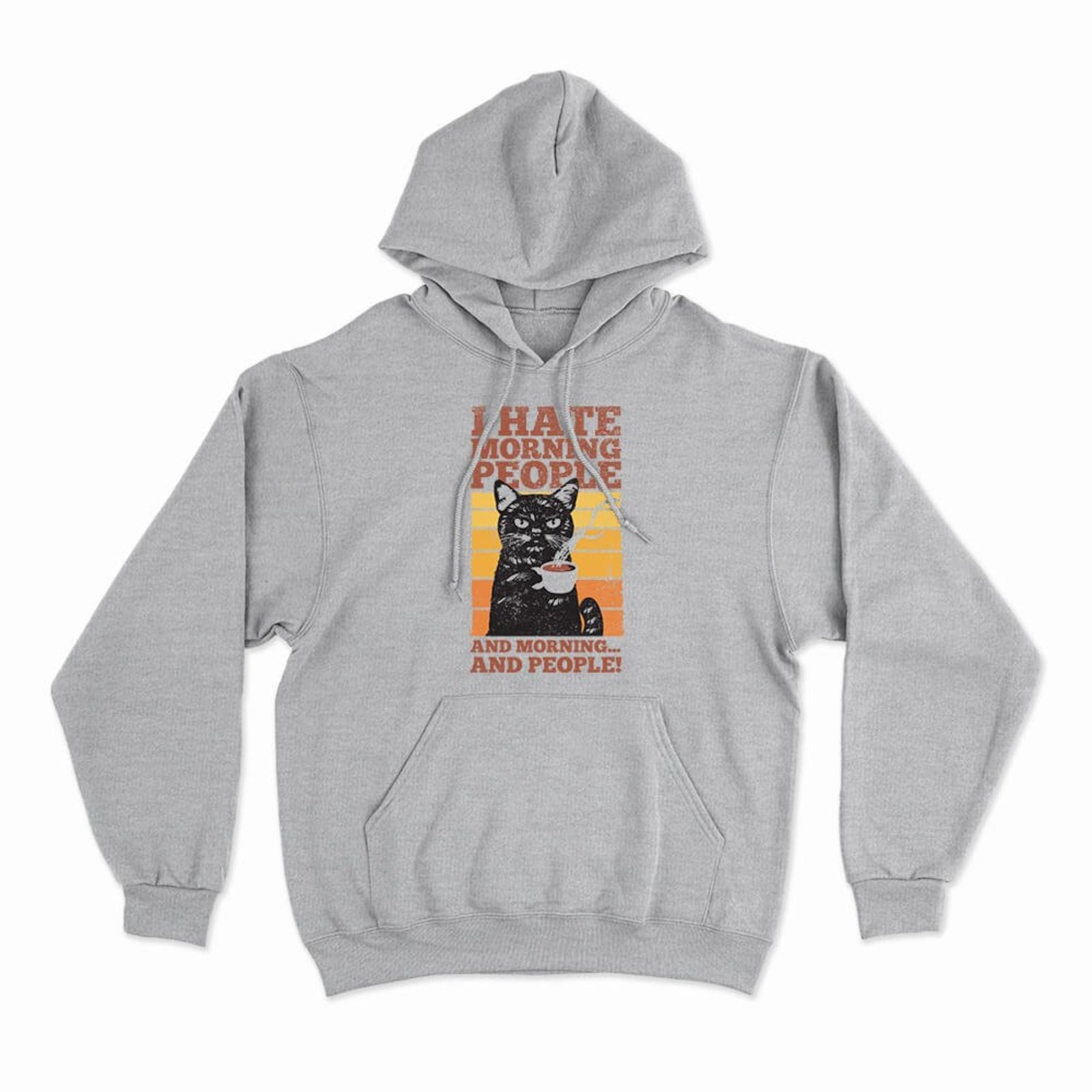 Moletom Com Capuz Hate Morning People - Mescla Cinza - Casual - Studio Geek