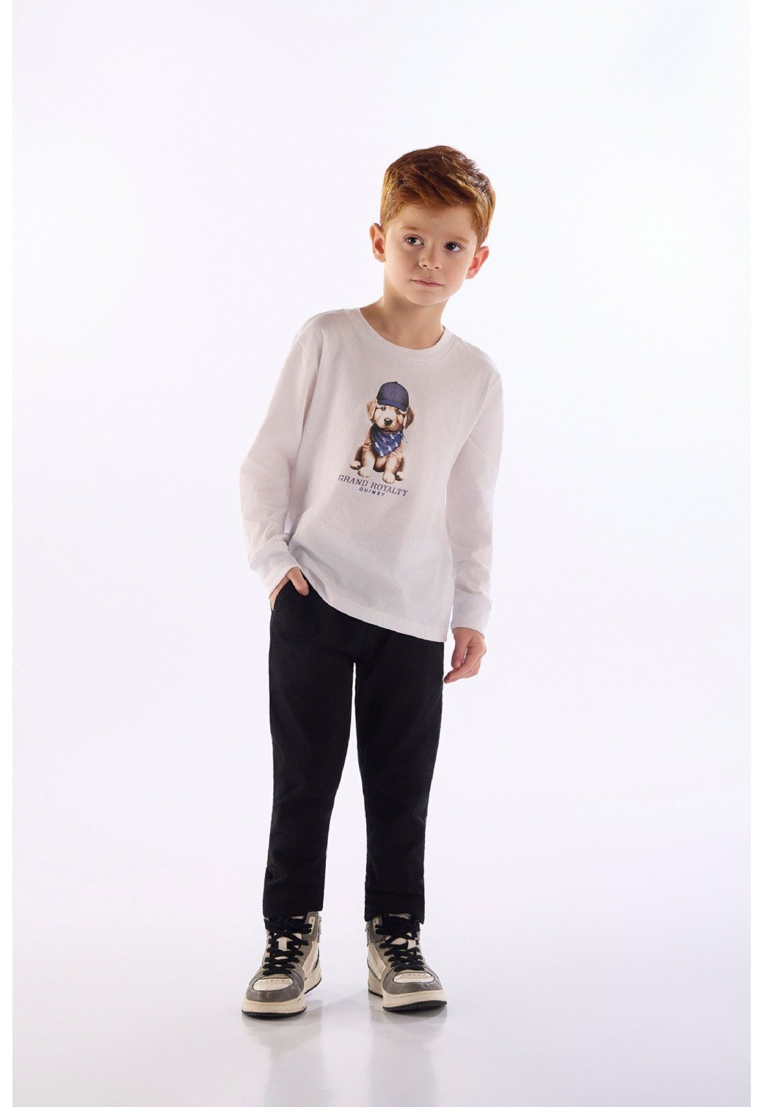 Infantil - Camiseta Manga Longa Est Cachorro Quimby Branco