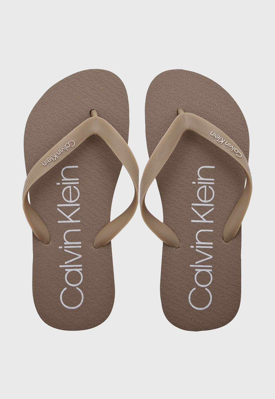 Chinelo Feminino Calvin Klein Tiras Bege