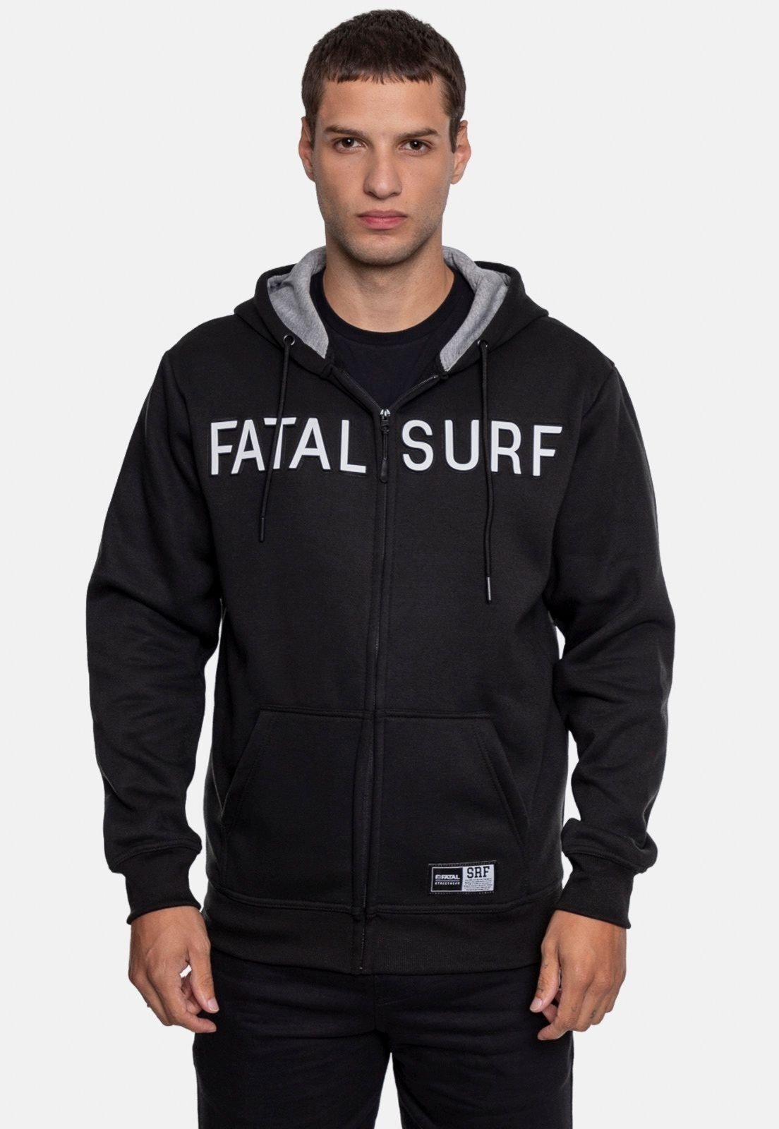 Moletom Fatal Canguru Aberto Preto