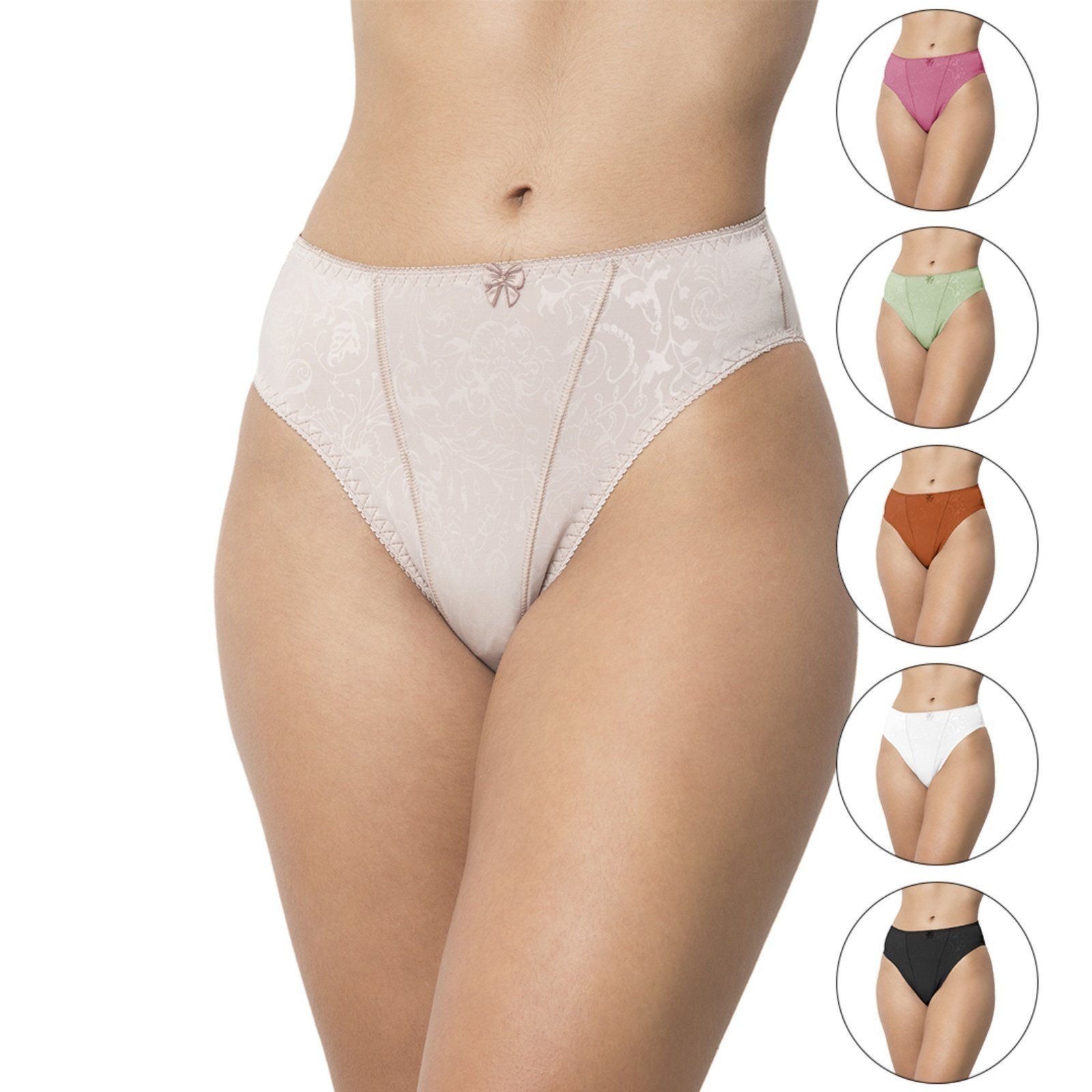 Vista 2 Kit 5 Calcinhas Gabi Lingerie Tanga Microfibra Confortável Cintura Média multicolorido Gabi Lingerie multicolorido