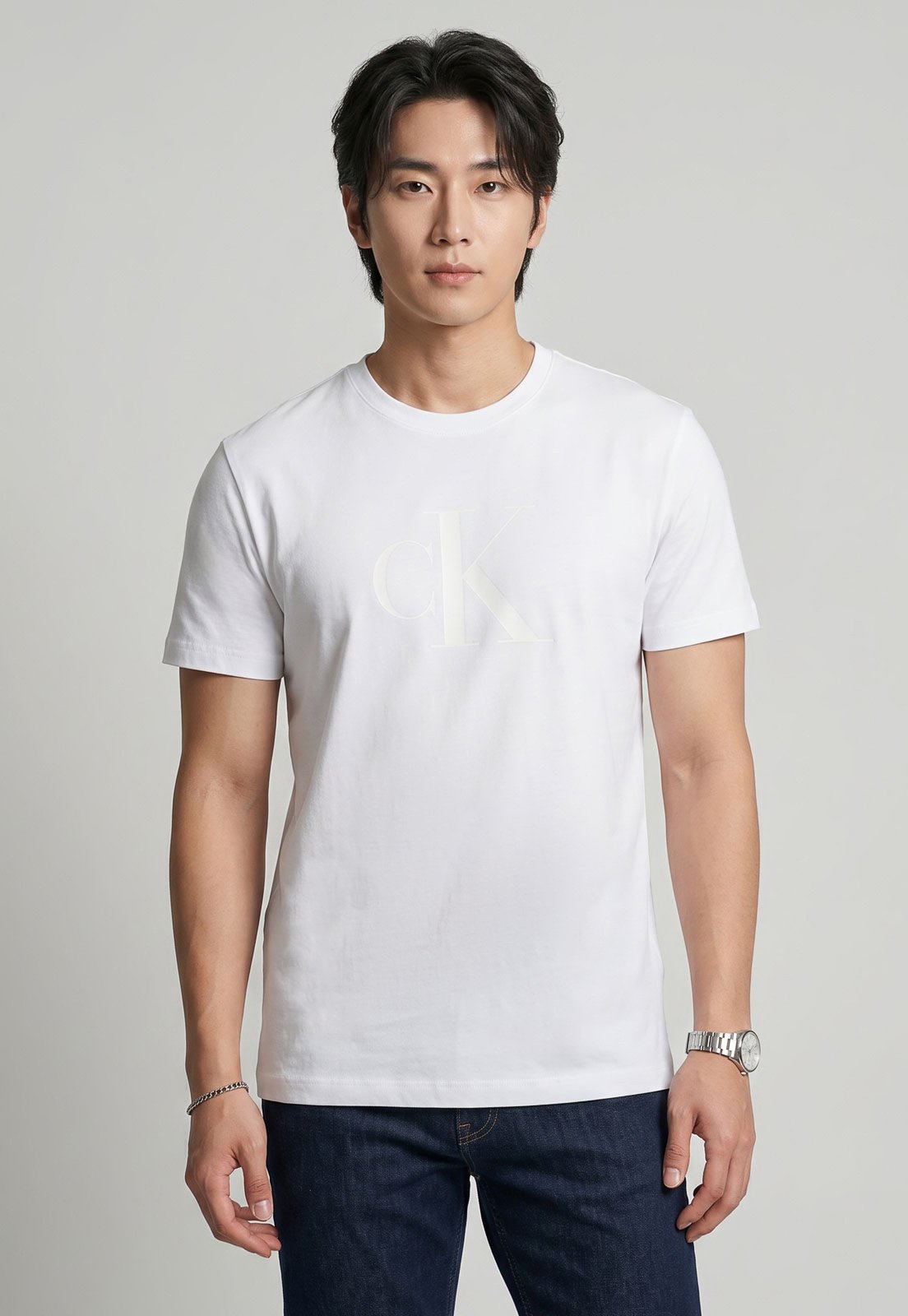 Camiseta Masculina Calvin Klein Jeans Logo Branco
