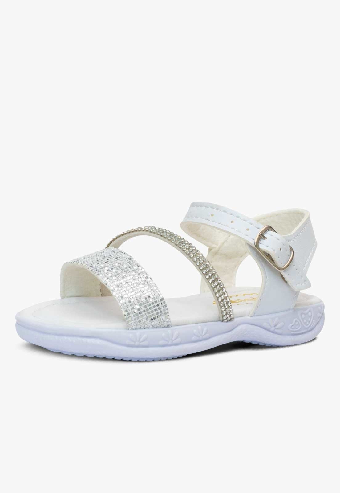 Infantil – Sandália Pópidi Brilho Strass Branco
