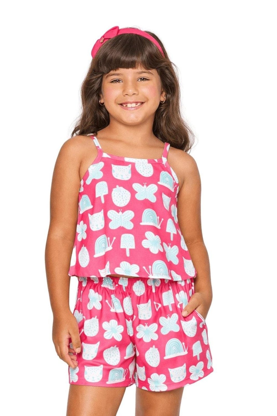 Infantil - Conjunto Menina Básico Alphabeto Cereja Vermelho