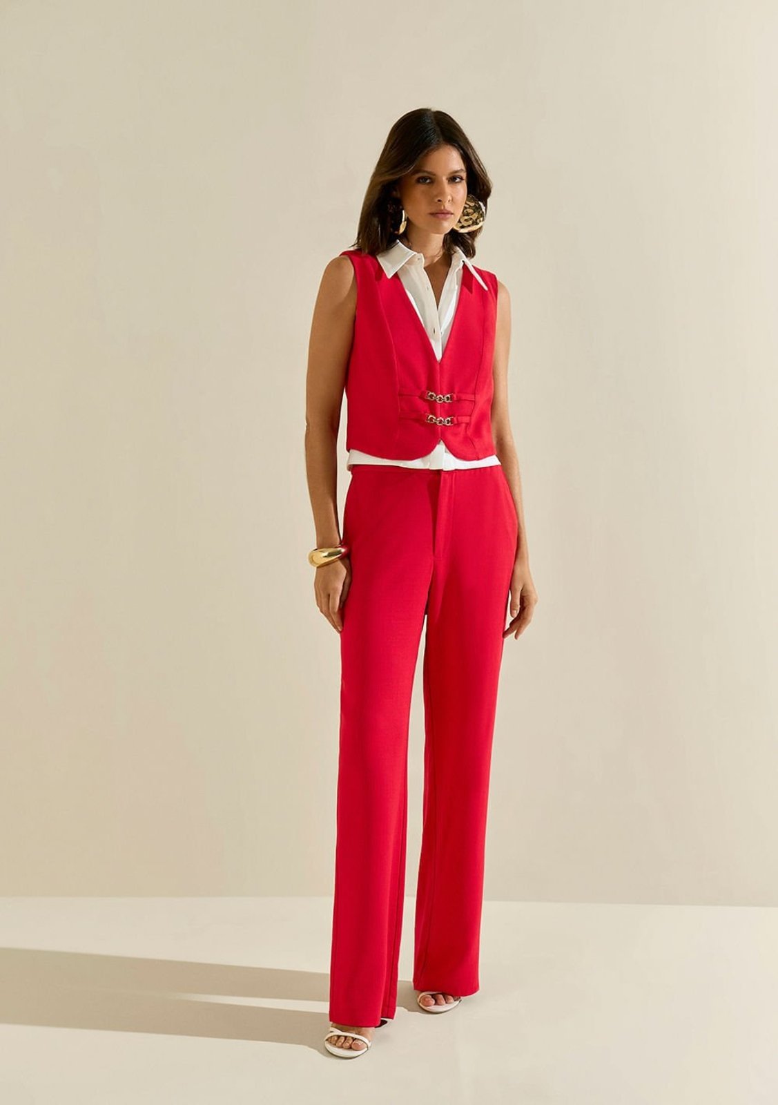 Calça Morena Rosa Reta Alta Estampado