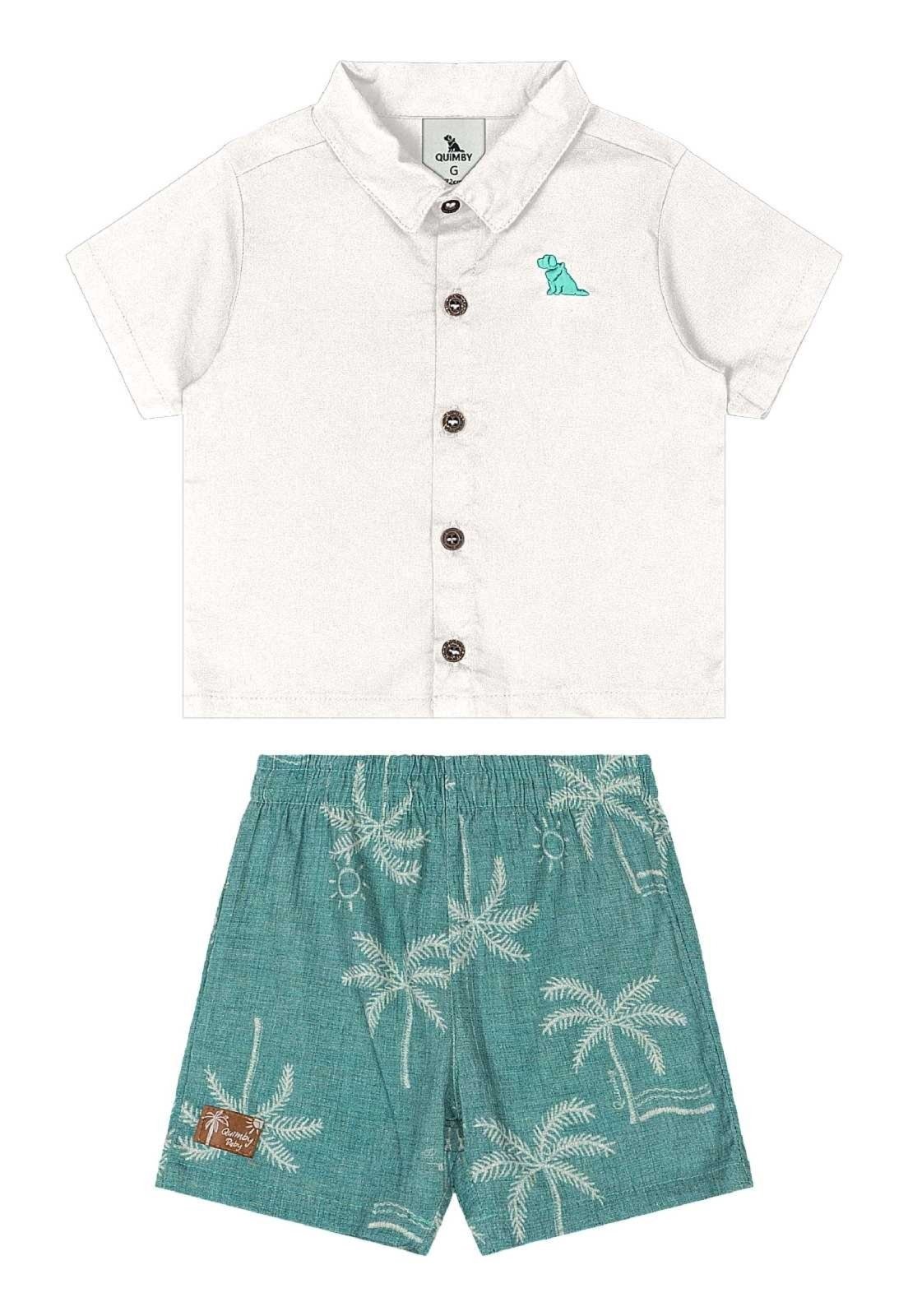 Infantil – Conjunto Camisa e Bermuda Quimby Bege
