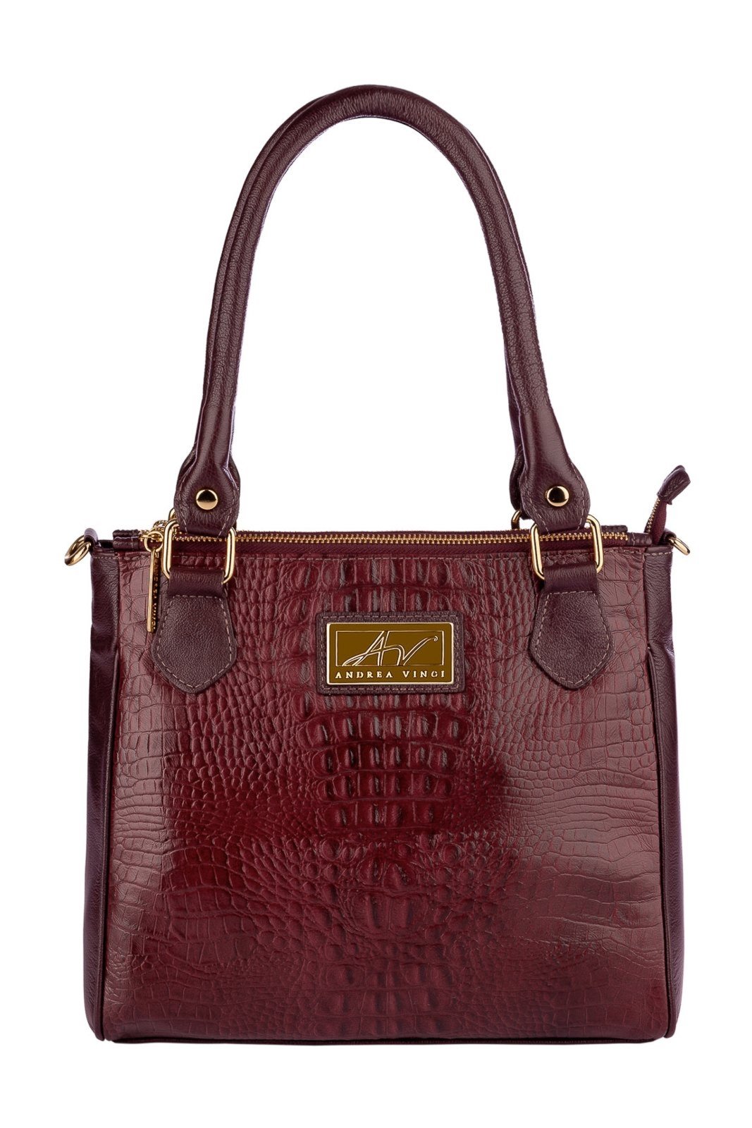 Bolsa de couro com divisórias croco Tiffy - Marsala