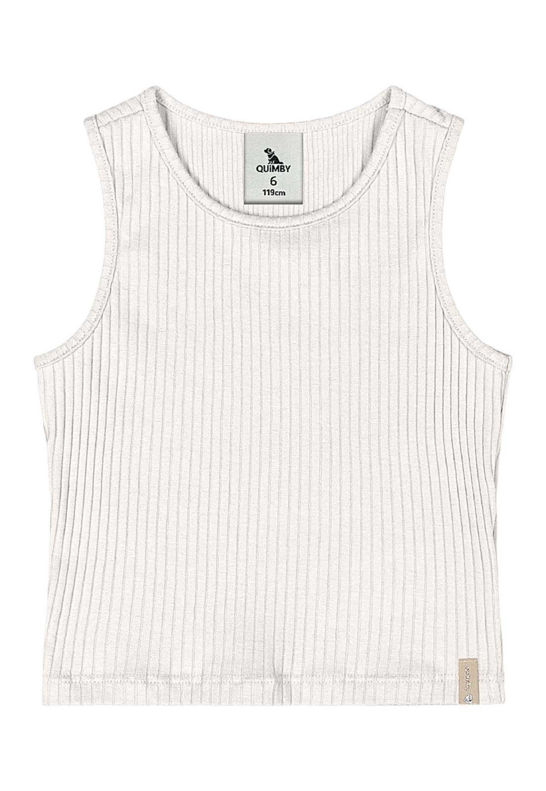 Infantil - Cropped em Ribana Canelada Menina Quimby Bege