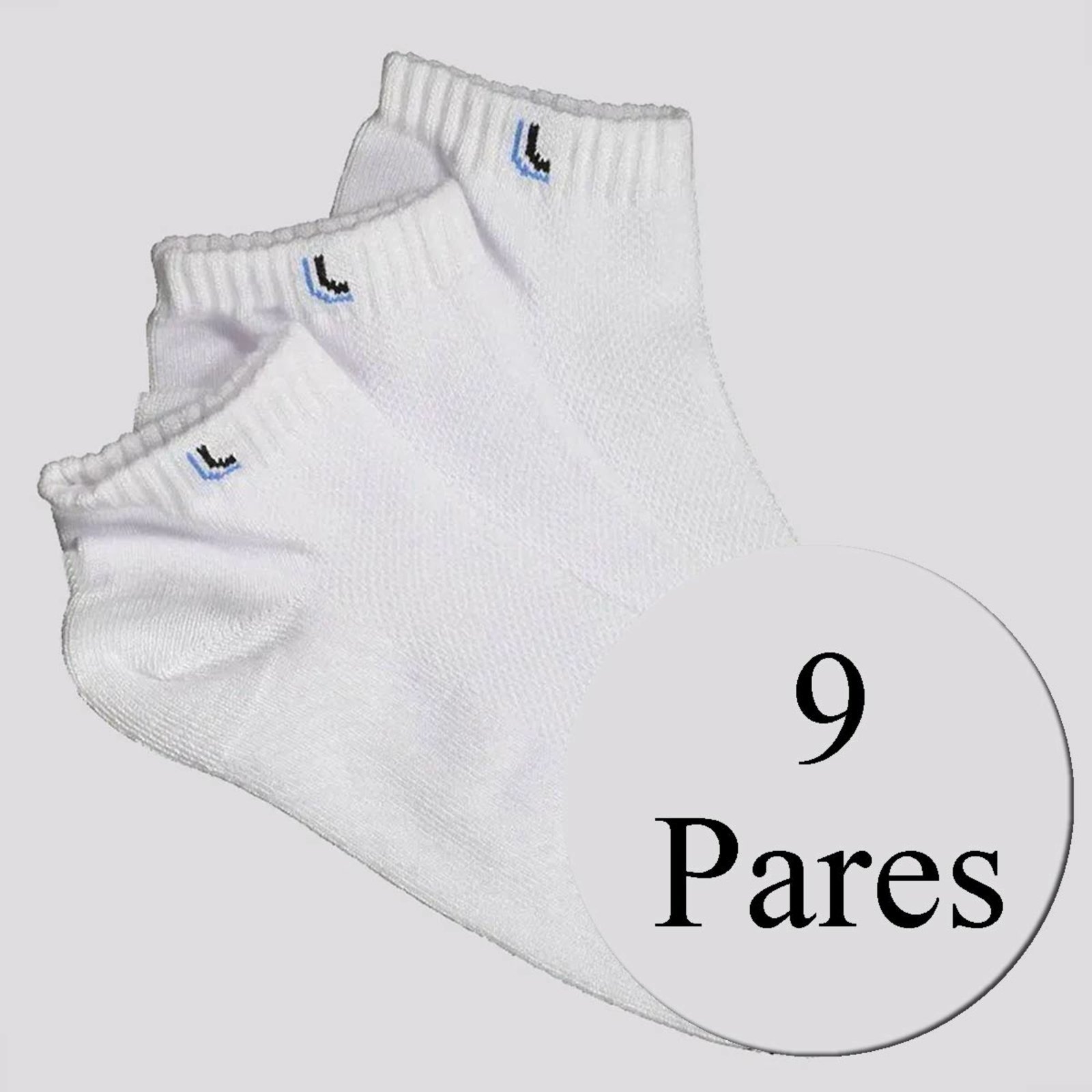 Vista 2 Kit Meia Lupo Walk Cano Curto 9 Pares Branca Lupo branco