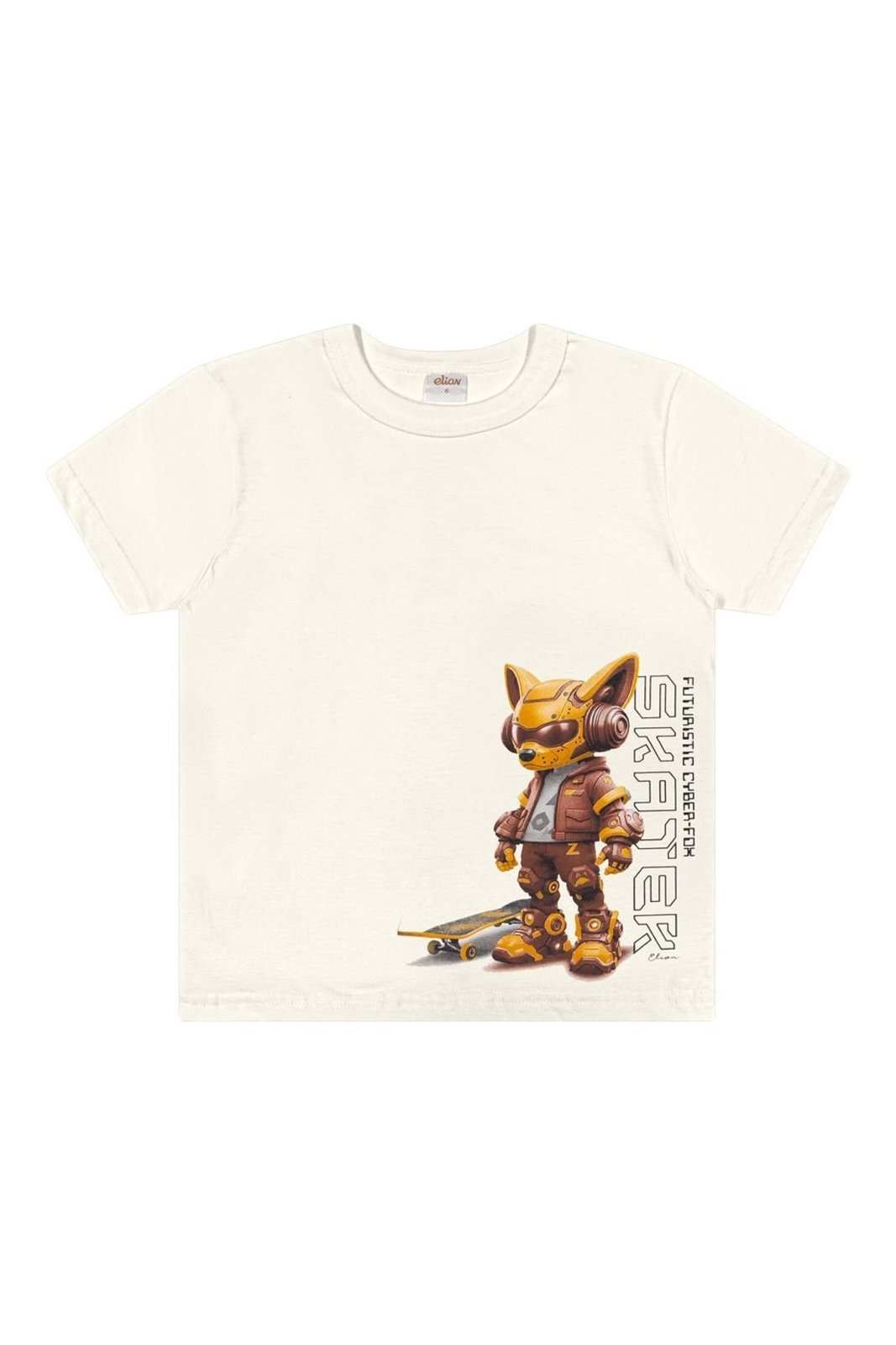 Infantil - Camiseta Menino Estampa Skater Elian Bege