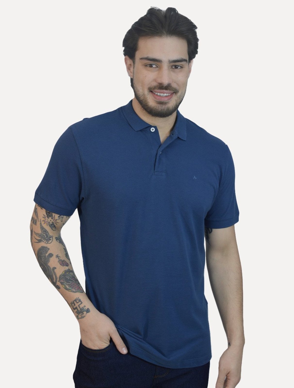 Polo Aramis Masculina Basic Piquet Mono Azul Escuro