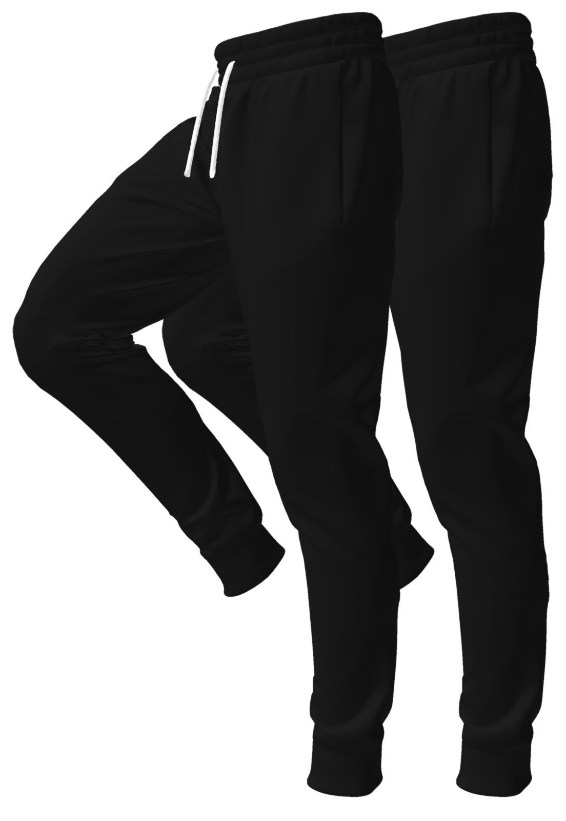 Kit 2 Calças Moletom Jogger Fit No Algodão Felpado Com Cós Elástico E Bolsos Preta