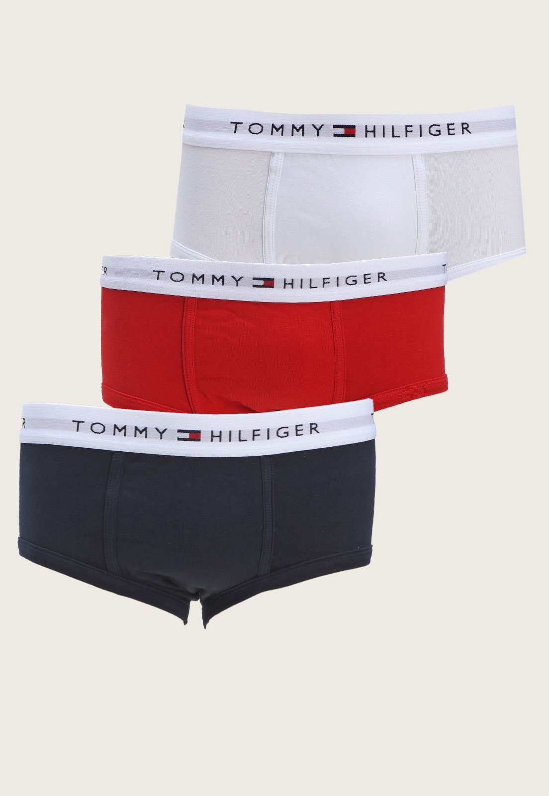 Vista 2 Kit 3pçs Cueca Tommy Hilfiger Slip Logo Azul-Marinho azul marinho Tommy Hilfiger azul marinho
