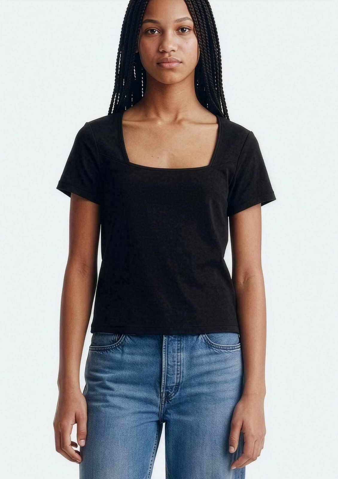 Blusa Juvenil Manga Curta Decote Quadrado Hering