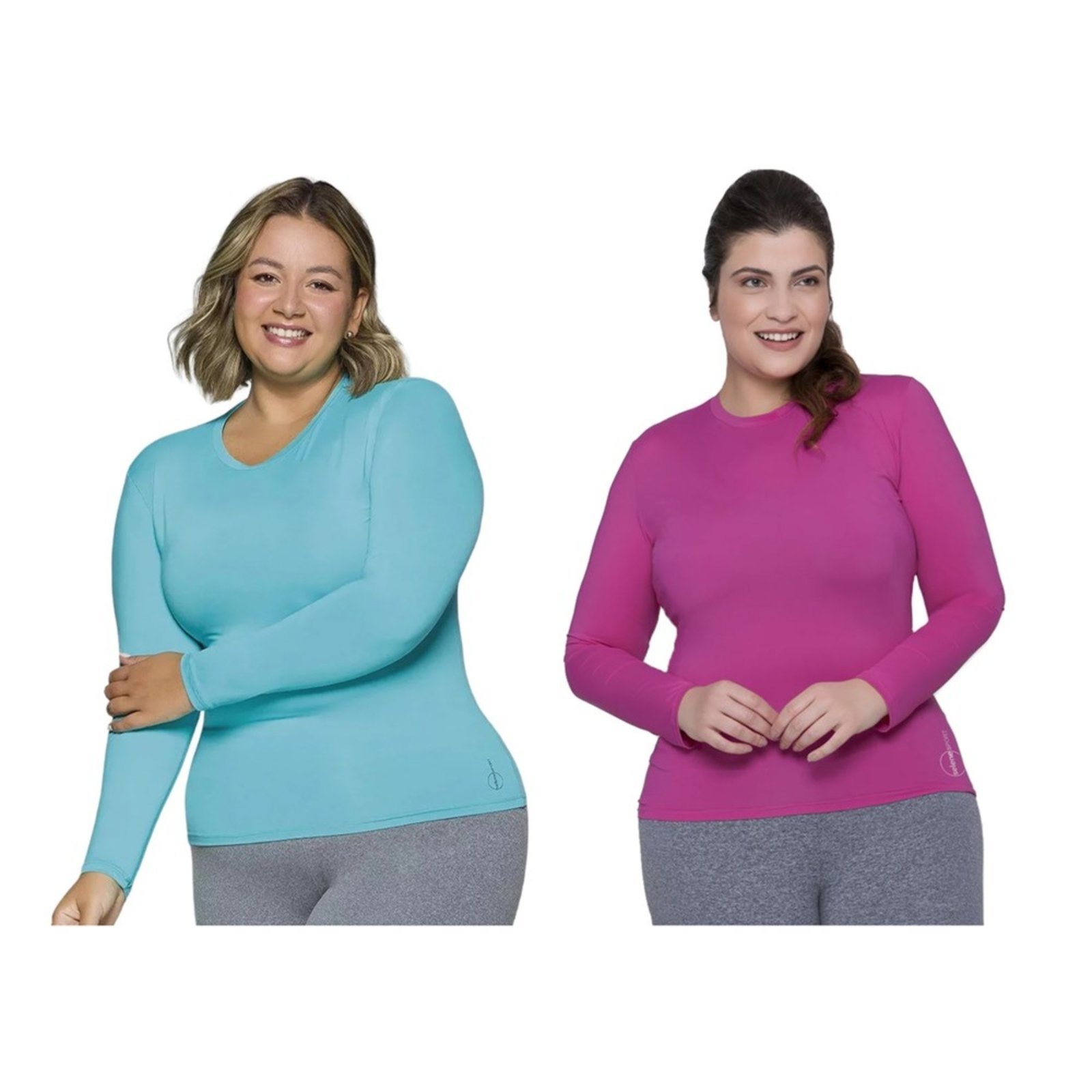 Vista 2 Kit 2 Camisas Térmicas Selene Proteção UV Plus Size Feminina rosa SELENE rosa