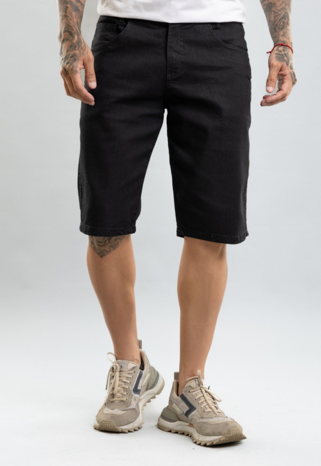 Bermuda Jeans Slim Fit Black Masculina Lemier Collection
