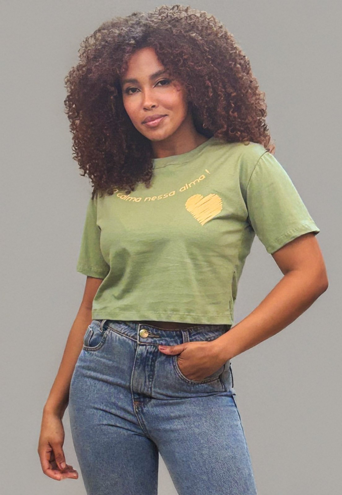 Blusa Cropped Cabanafree Algodão Manga Curta Verde