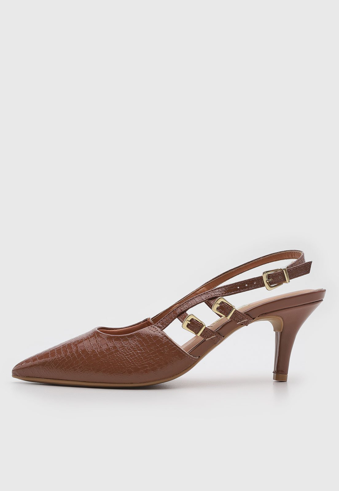 Scarpin Feminino Vizzano Slingback Texturizado Marrom