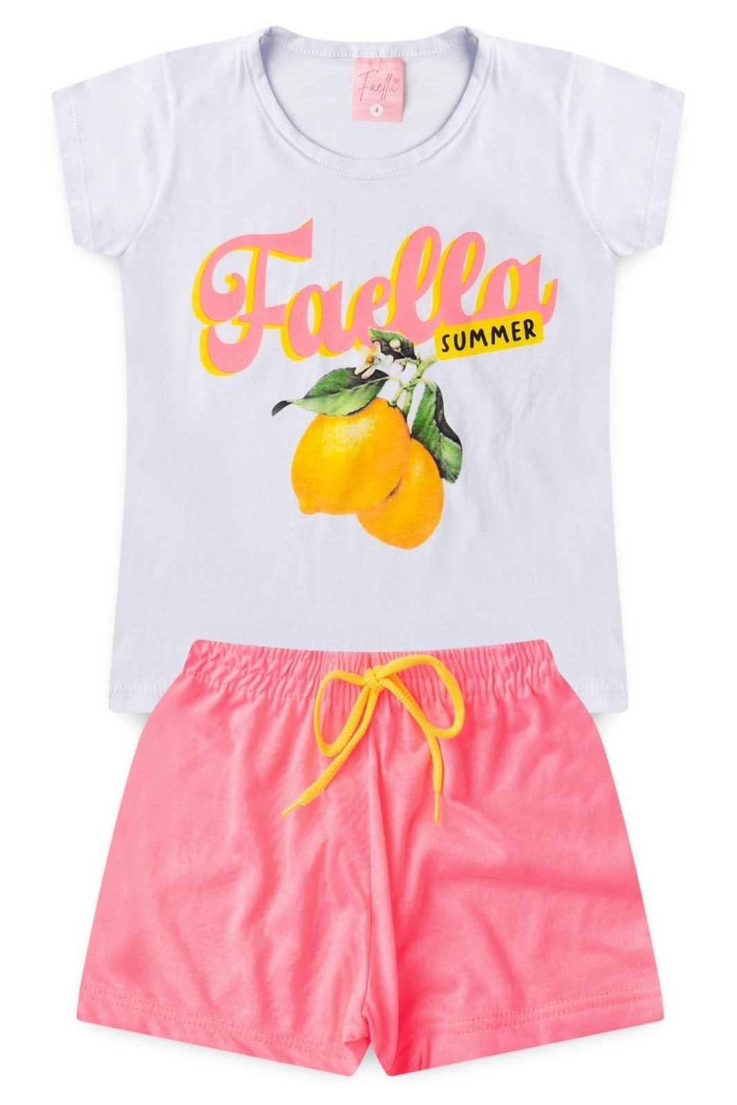 Vista 2 Infantil - Conjunto Verão Feminino Limões Faella Branco - Mega Mega Kids unico Mega Kids unico