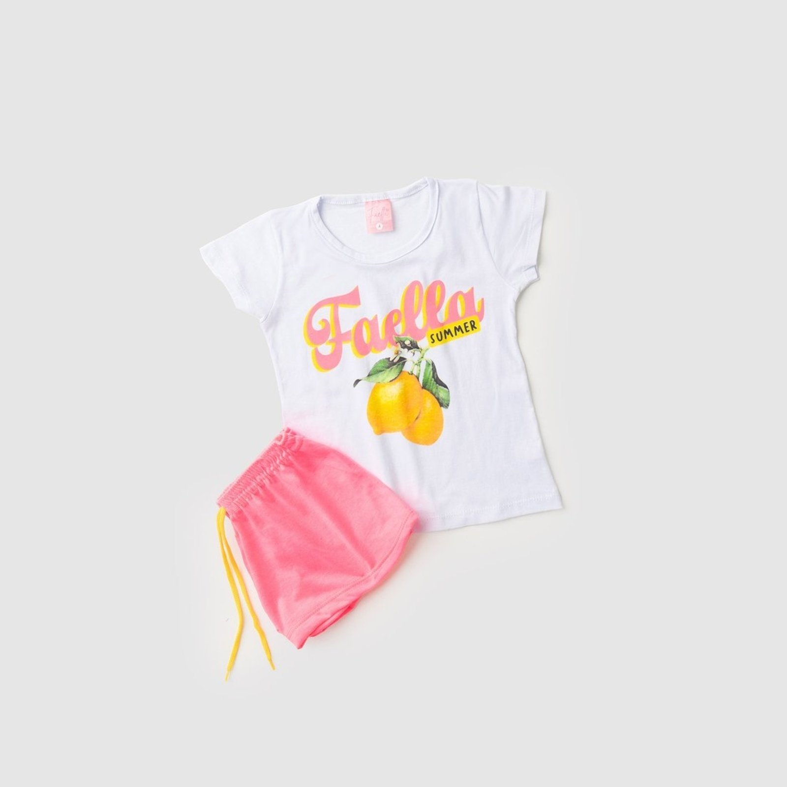 Vista 3 Infantil - Conjunto Verão Feminino Limões Faella Branco - Mega Mega Kids unico Mega Kids unico