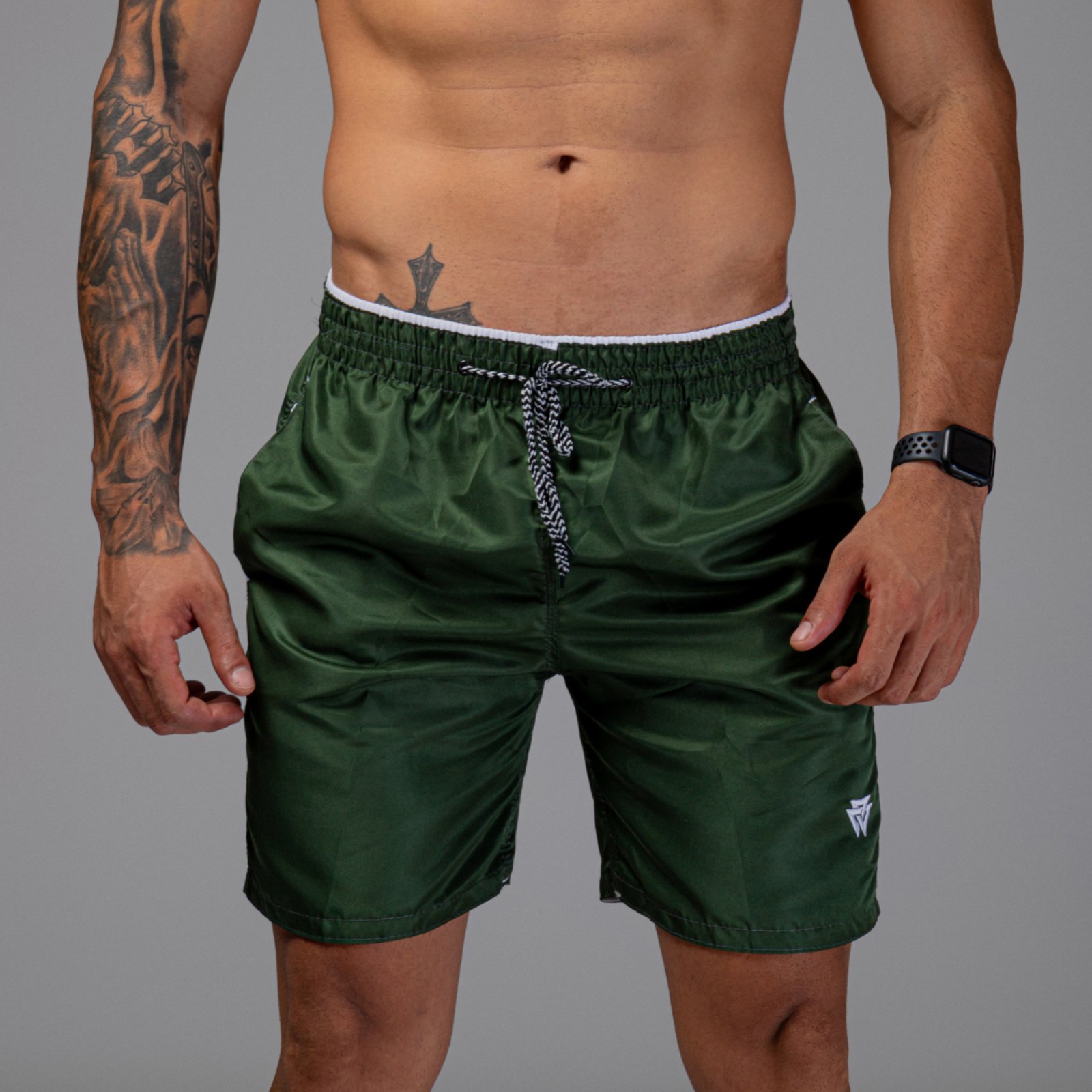 Volgatte – Short Praia Tactel Tectel Masculino Corrida Treino Academia Cor Verde Militar