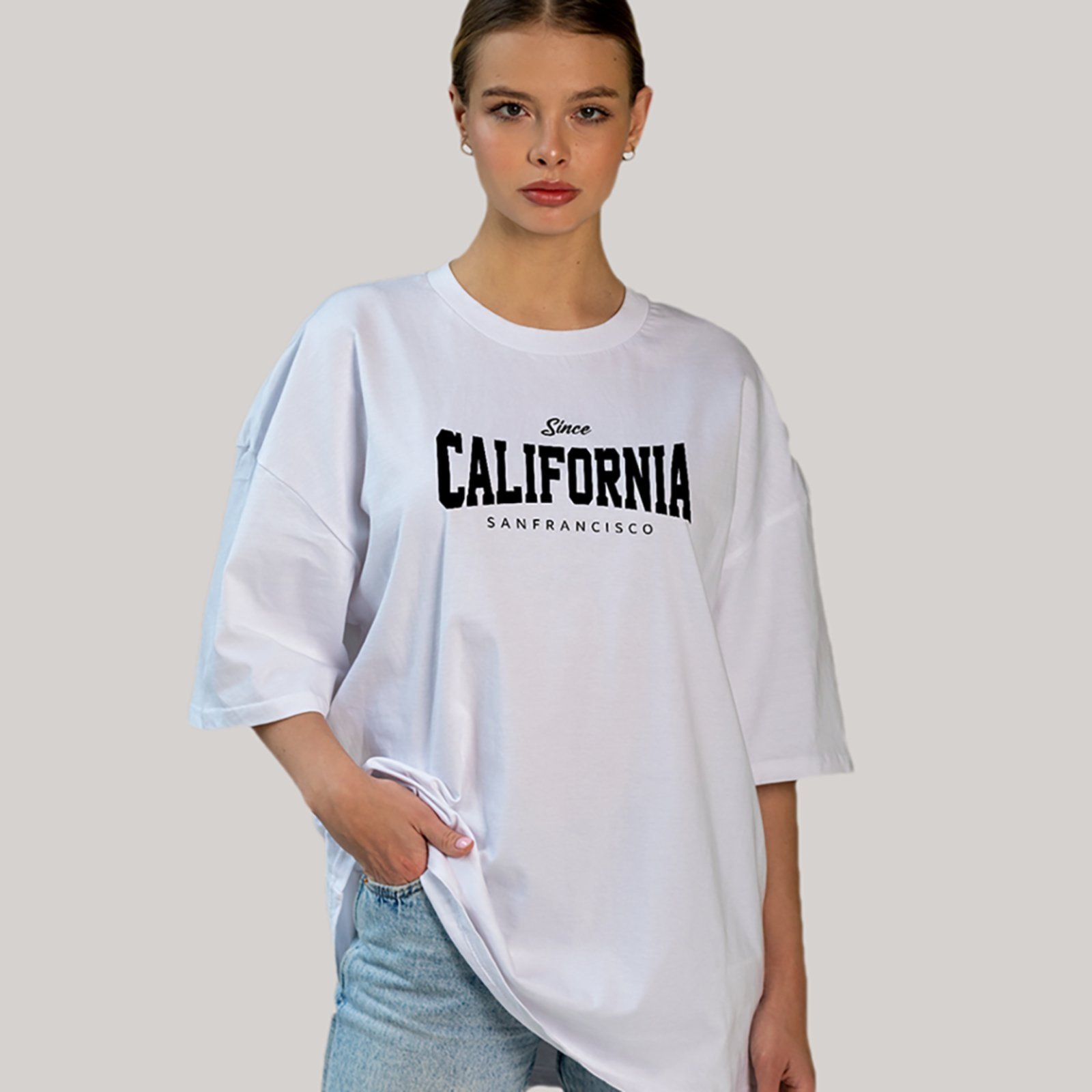 Camiseta Ousy California San Francisco Oversized Unissex Branco